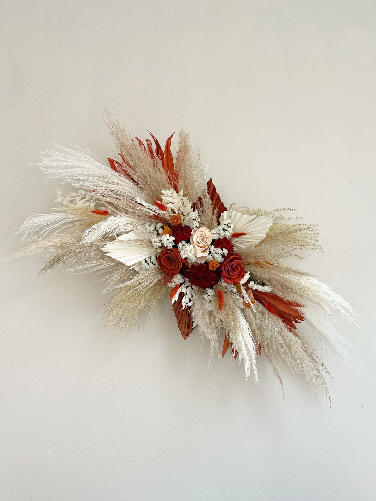 Terracotta and Orange Boho Pampas Dried Flower Bridal Bouquet – Wedding Flowers