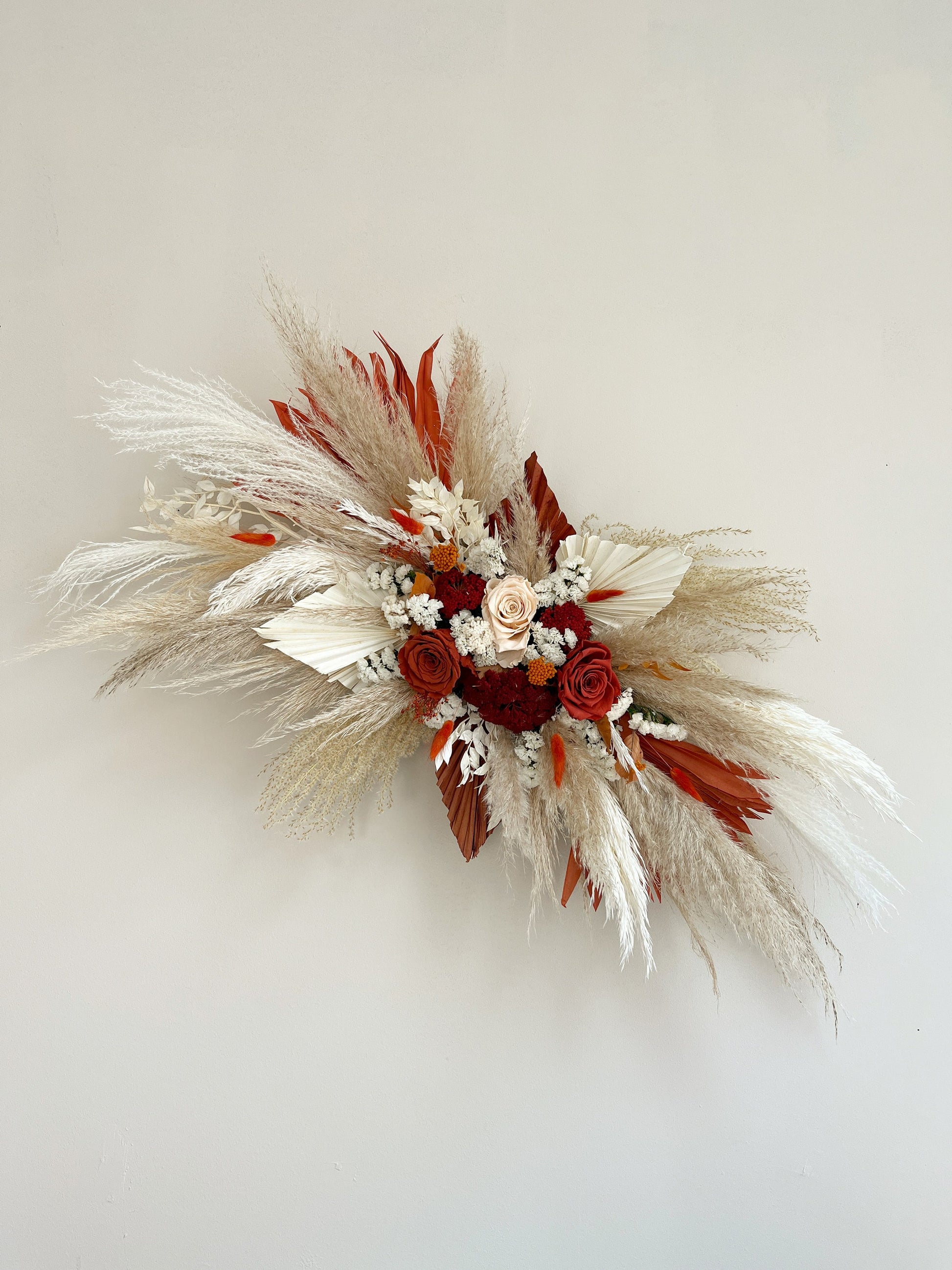 Terracotta and Orange Boho Pampas Dried Flower Bridal Bouquet – Wedding Flowers