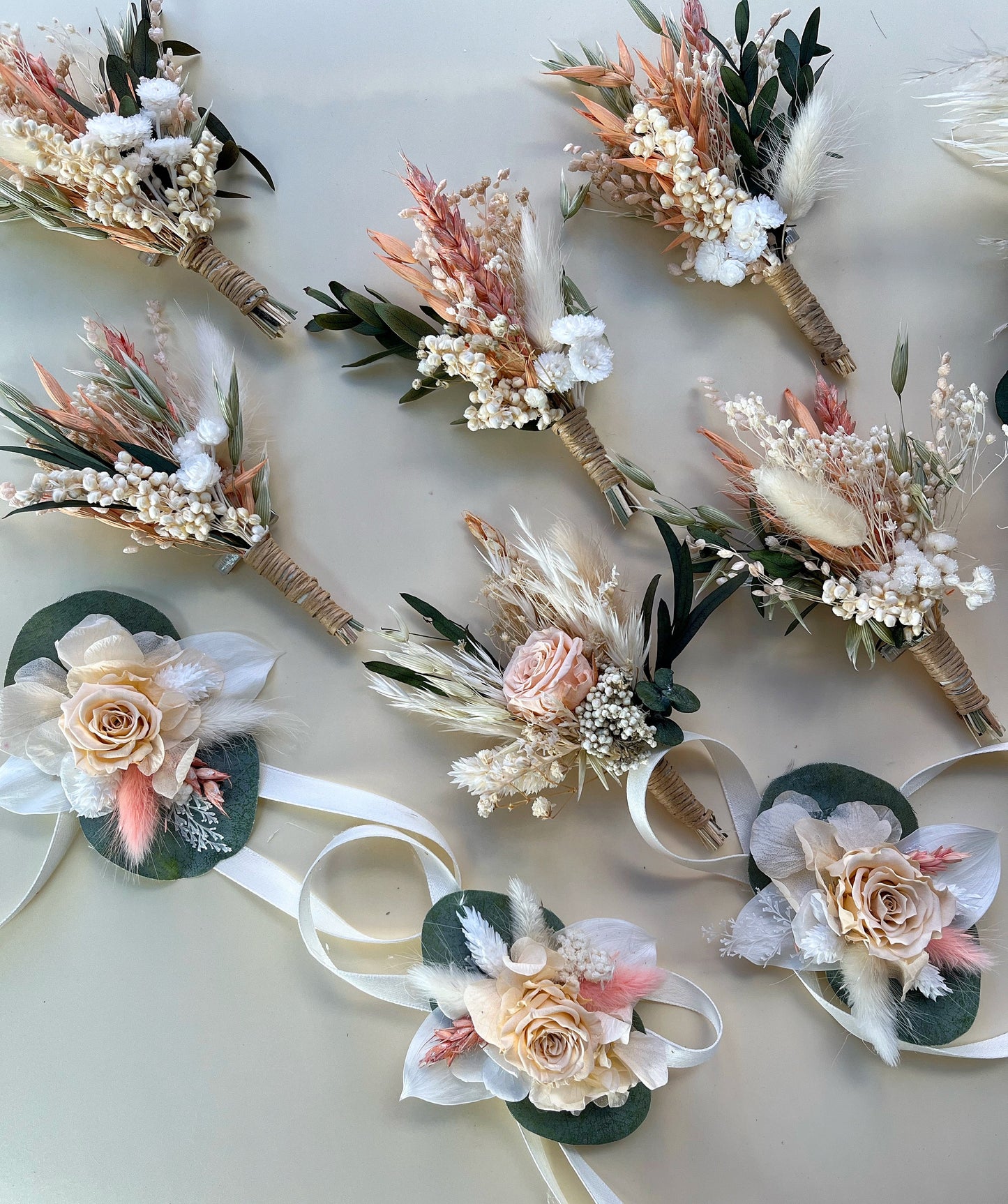 Sage green Wedding Bouquet, Dried Bouquet,Champagne Wedding Bouquet, Copper Olive Bouquet,Rust Orange Bouquet,Beige Bouquet, Dried Flowers