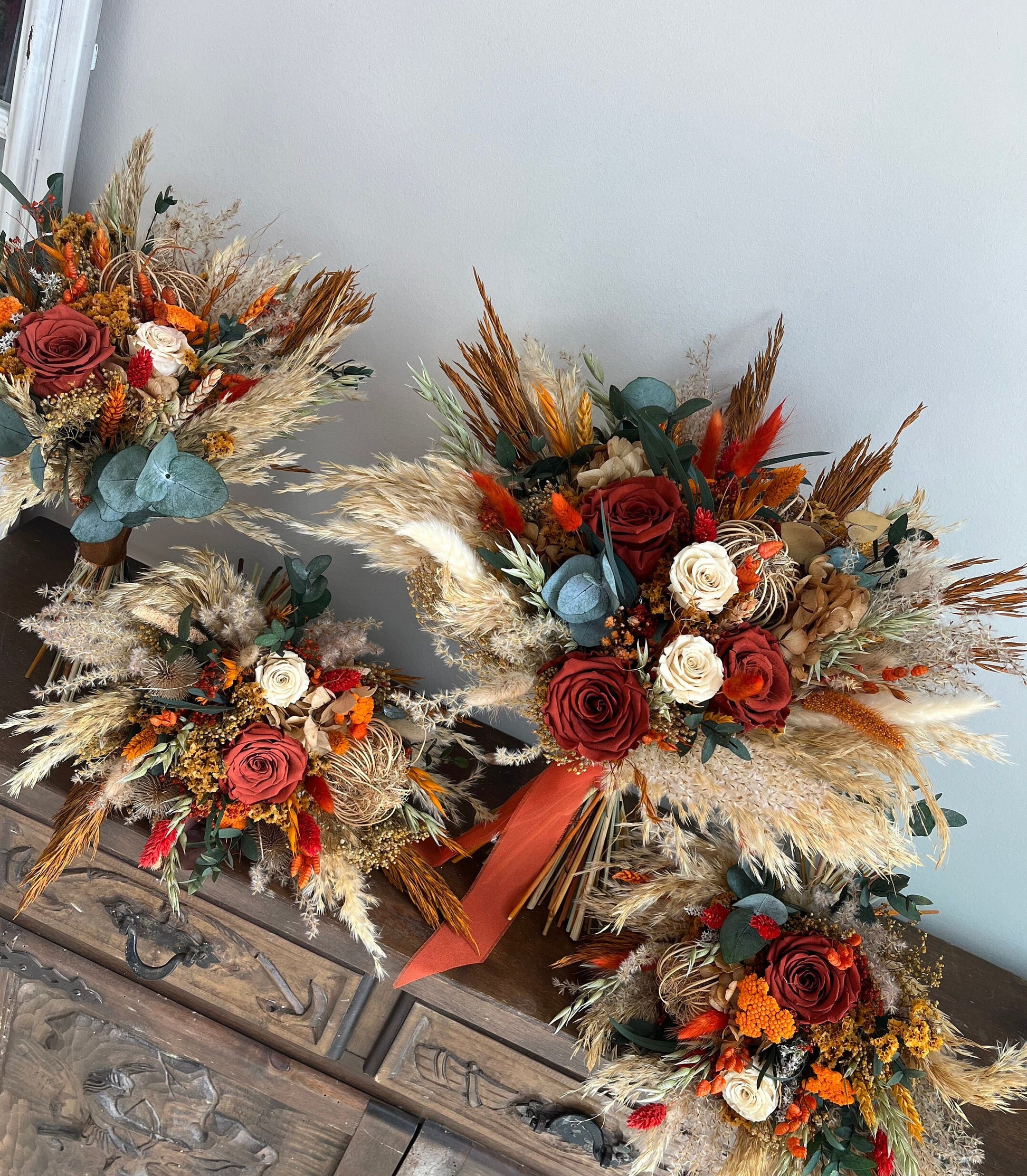 Terracotta & Green Wedding Bouquet