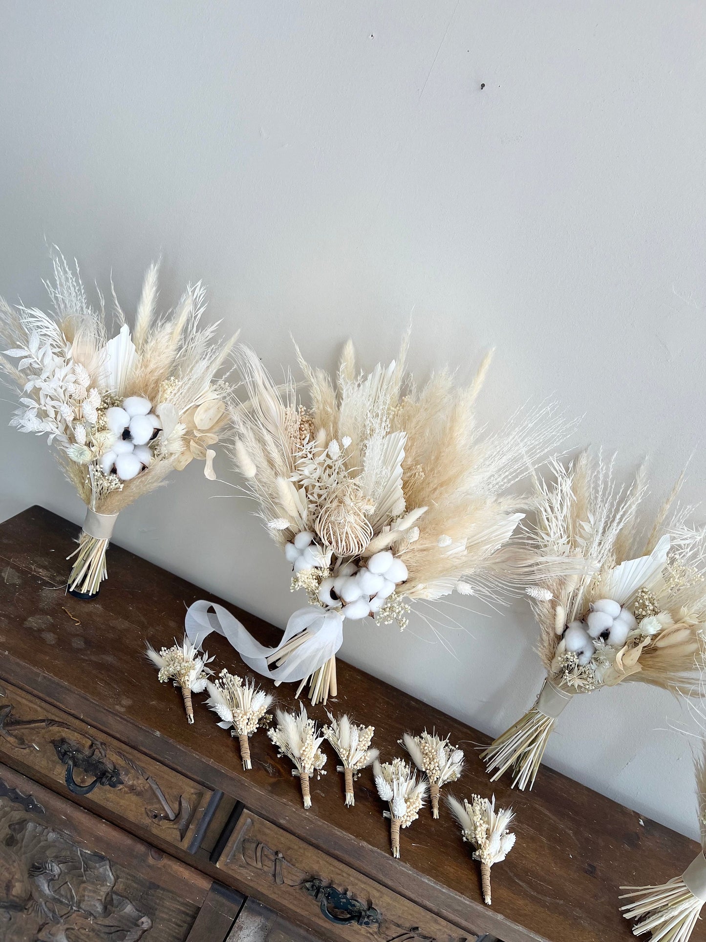 White Cotton Wedding Bouquet