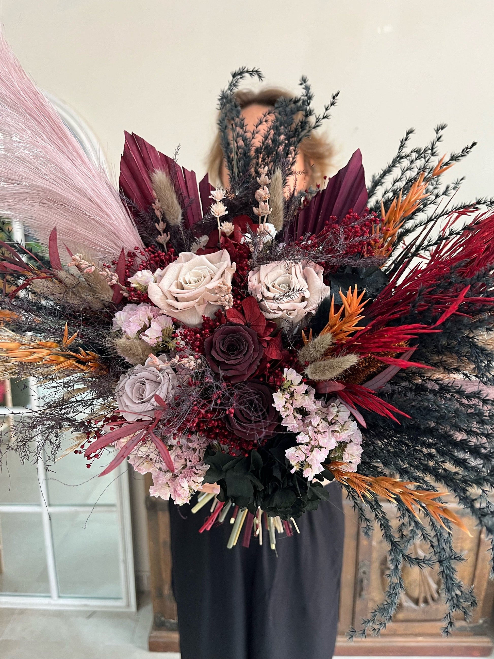 Dark Romance Gothic Dried Flower Wedding Bouquet