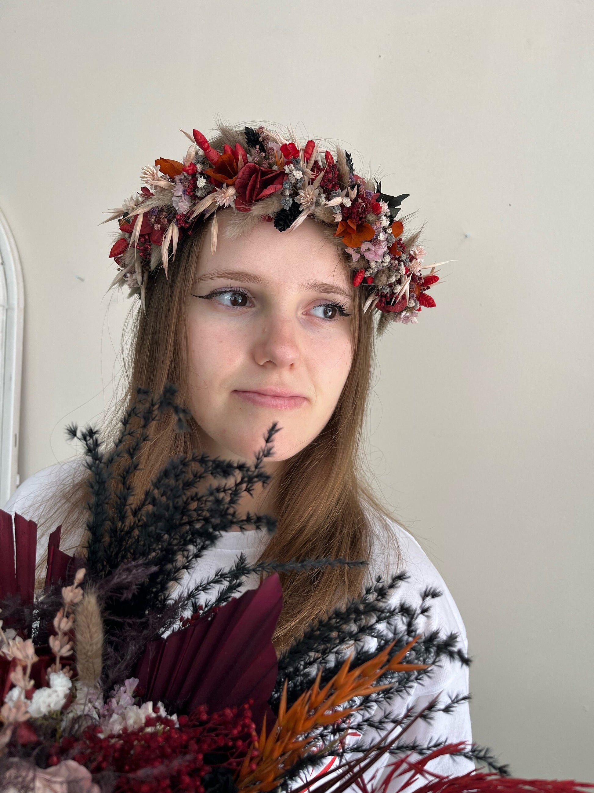 Burgundy and Mauve Moody Wedding Flowers