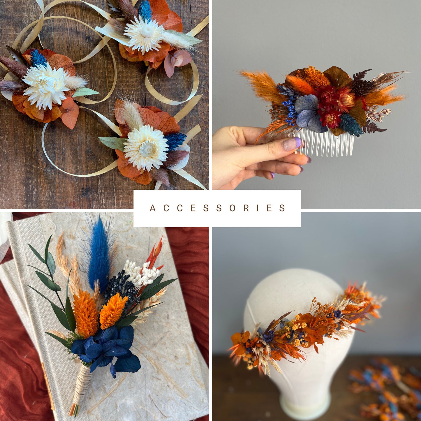 Terracotta & Navy Blue Bouquet