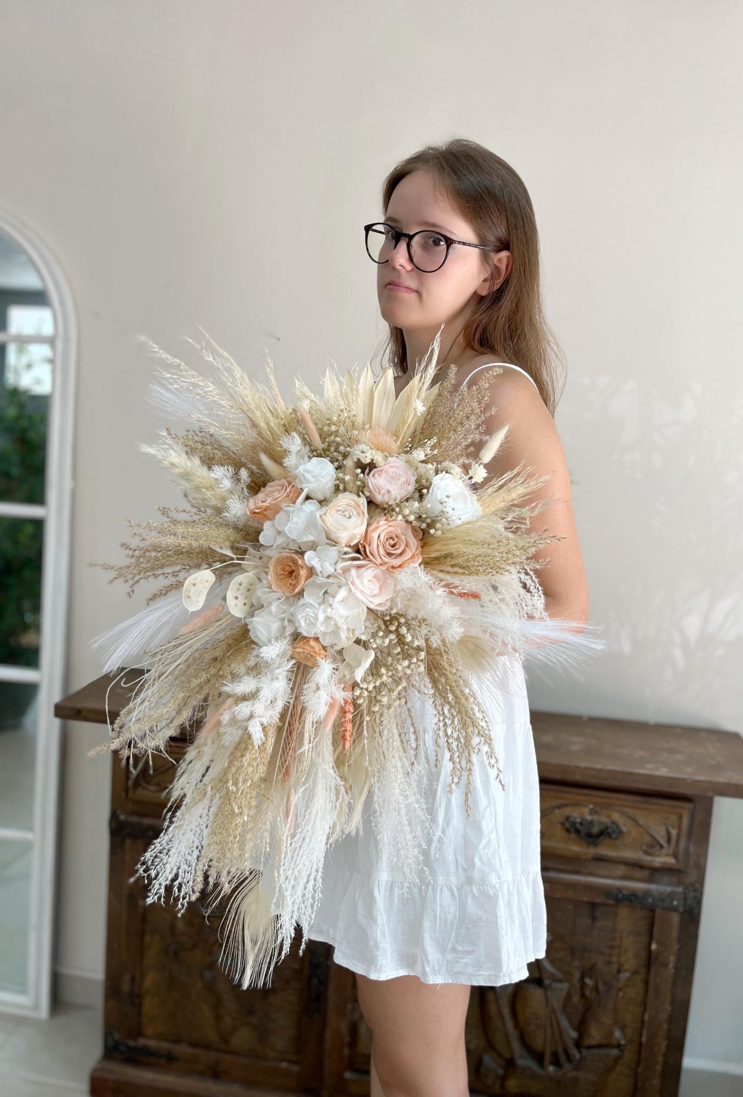 Peach & Blush Cascading Bouquet