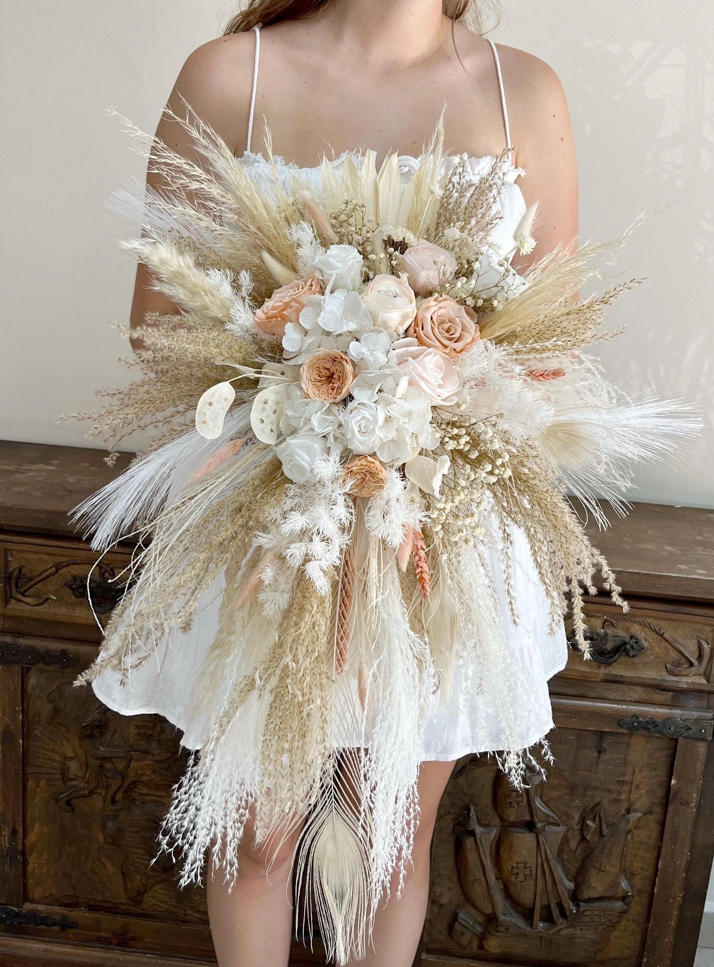 Peach & Blush Cascading Bouquet