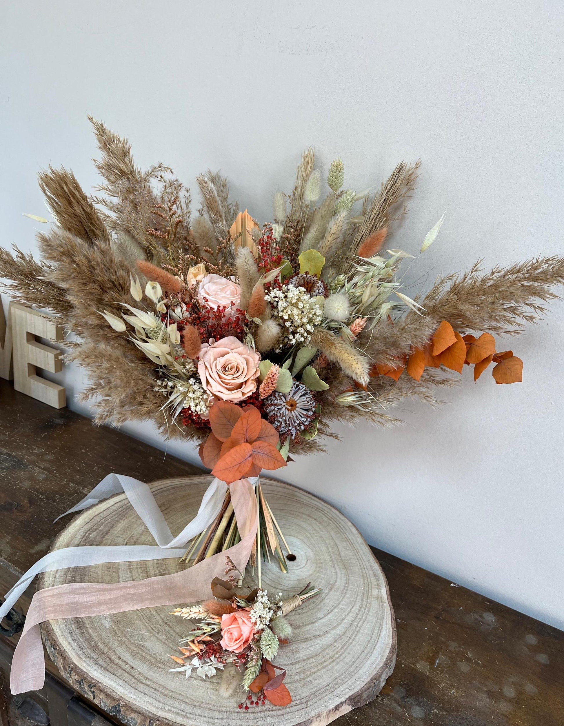 Bridal Bouquet Boho Wedding Bouquet Rust Flowers Boho Bridal Bouquet Dried Flowers Bridal Bouquet Peach Bouquet Bride Bouquet Terracotta