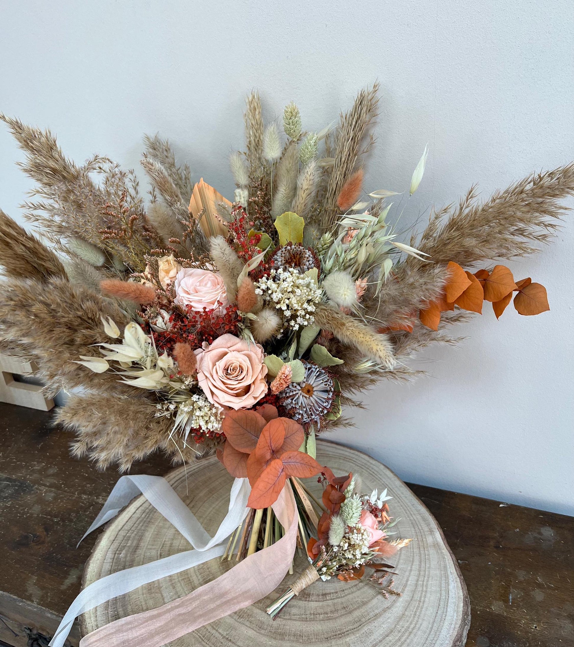 Bridal Bouquet Boho Wedding Bouquet Rust Flowers Boho Bridal Bouquet Dried Flowers Bridal Bouquet Peach Bouquet Bride Bouquet Terracotta