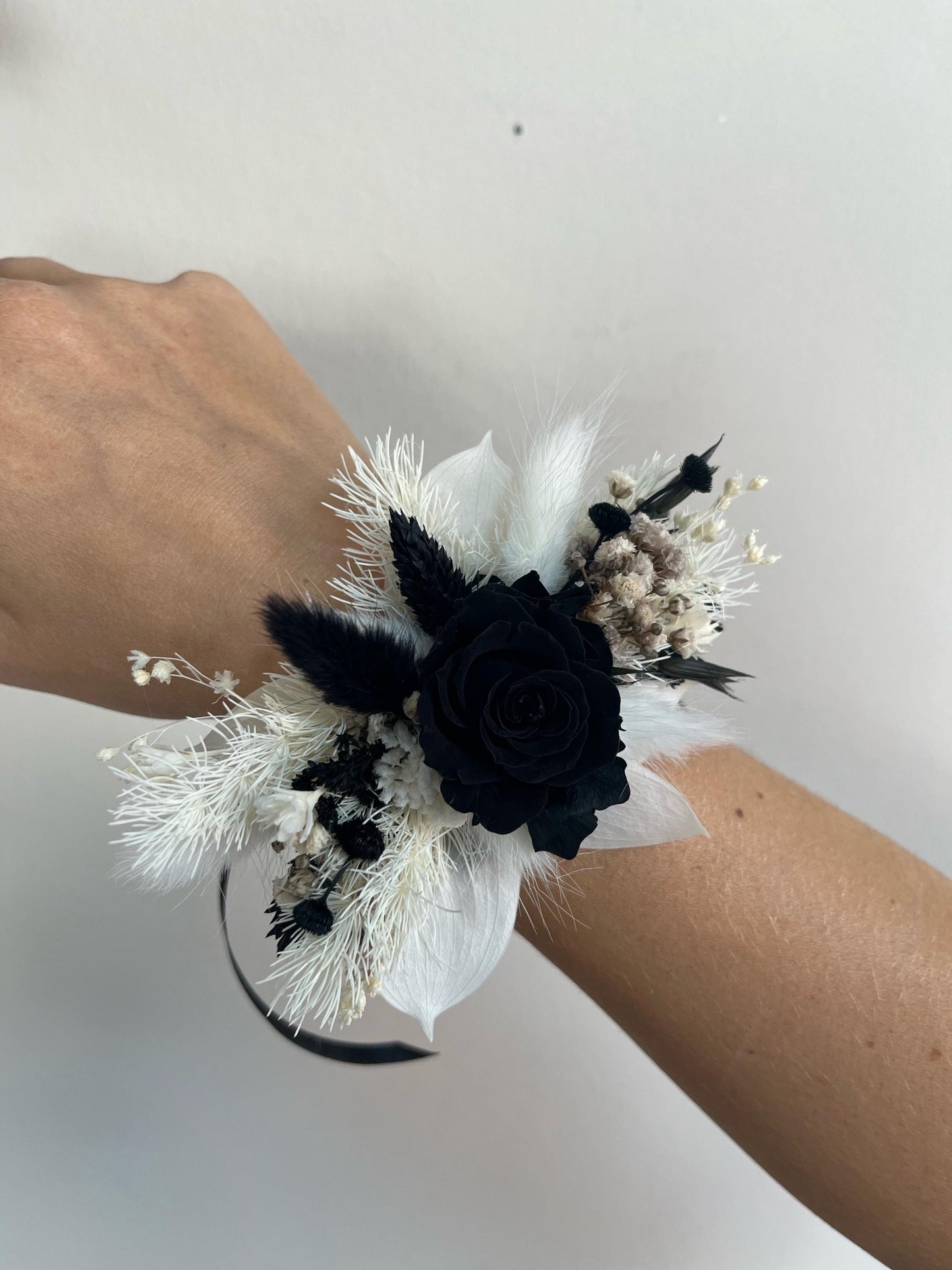 Black & White Wedding Bouquet – Gothic Dried Flower Bridal Bouquet