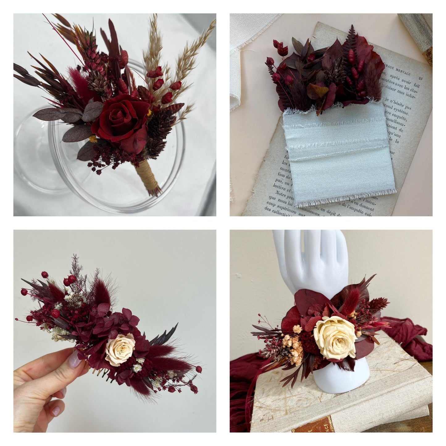 Cascade Bouquet Burgundy Boho Bridal Bouquet Dried Flowers Cascading Bouquet for Bride Boho Bouquet Fall Wedding Flowers Boho Red Bouquet