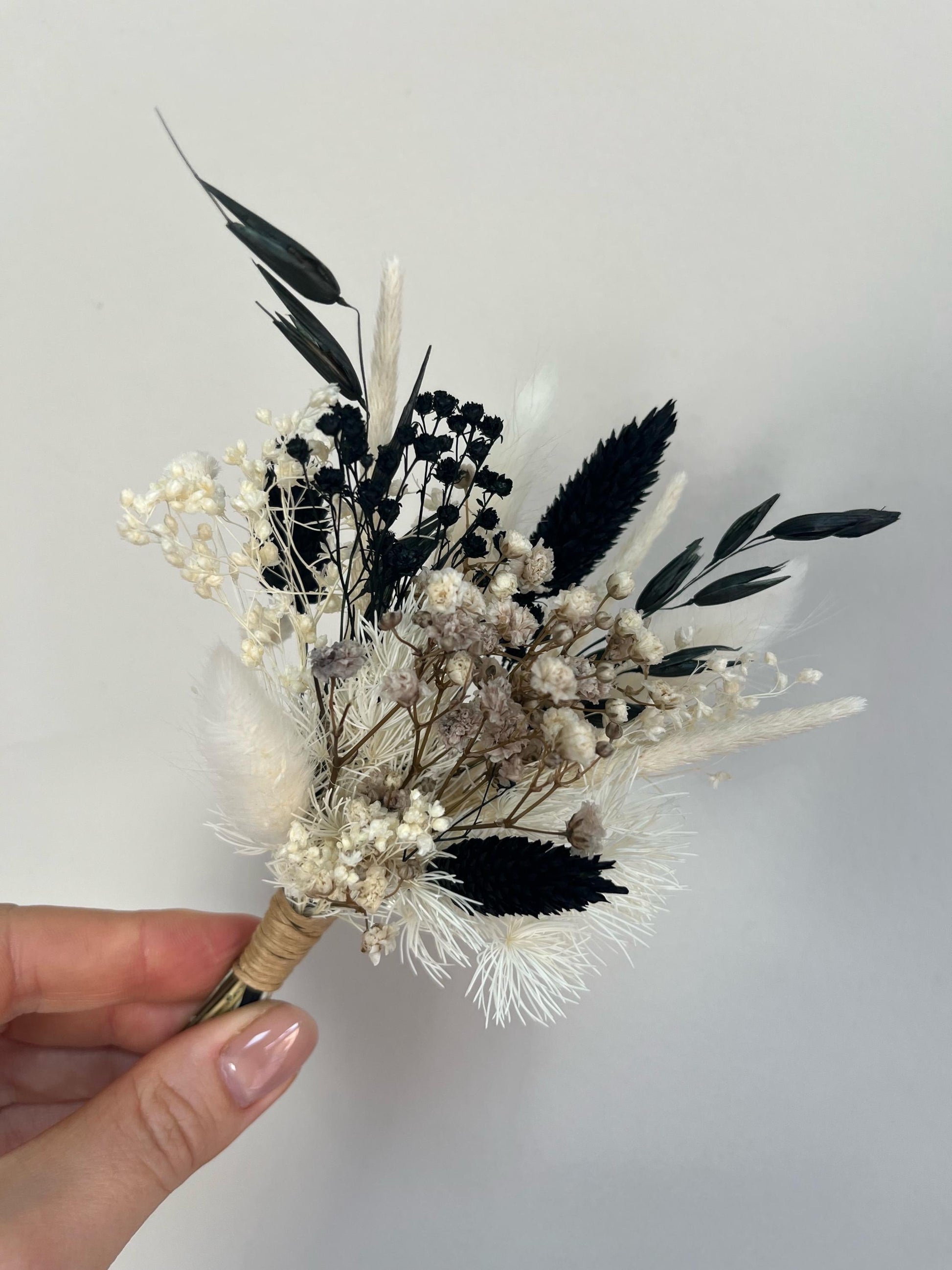 Black & White Wedding Bouquet – Gothic Dried Flower Bridal Bouquet
