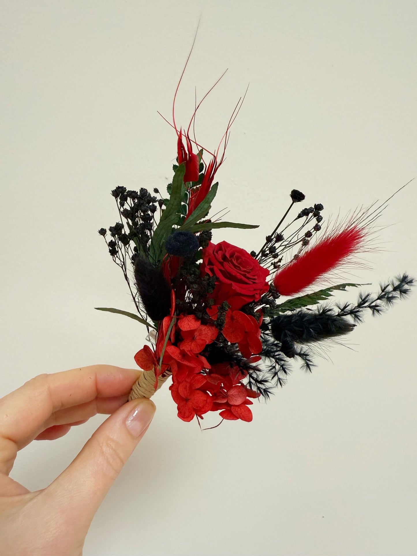 Burgundy & Black Gothic Wedding Bouquet, Preserved Roses