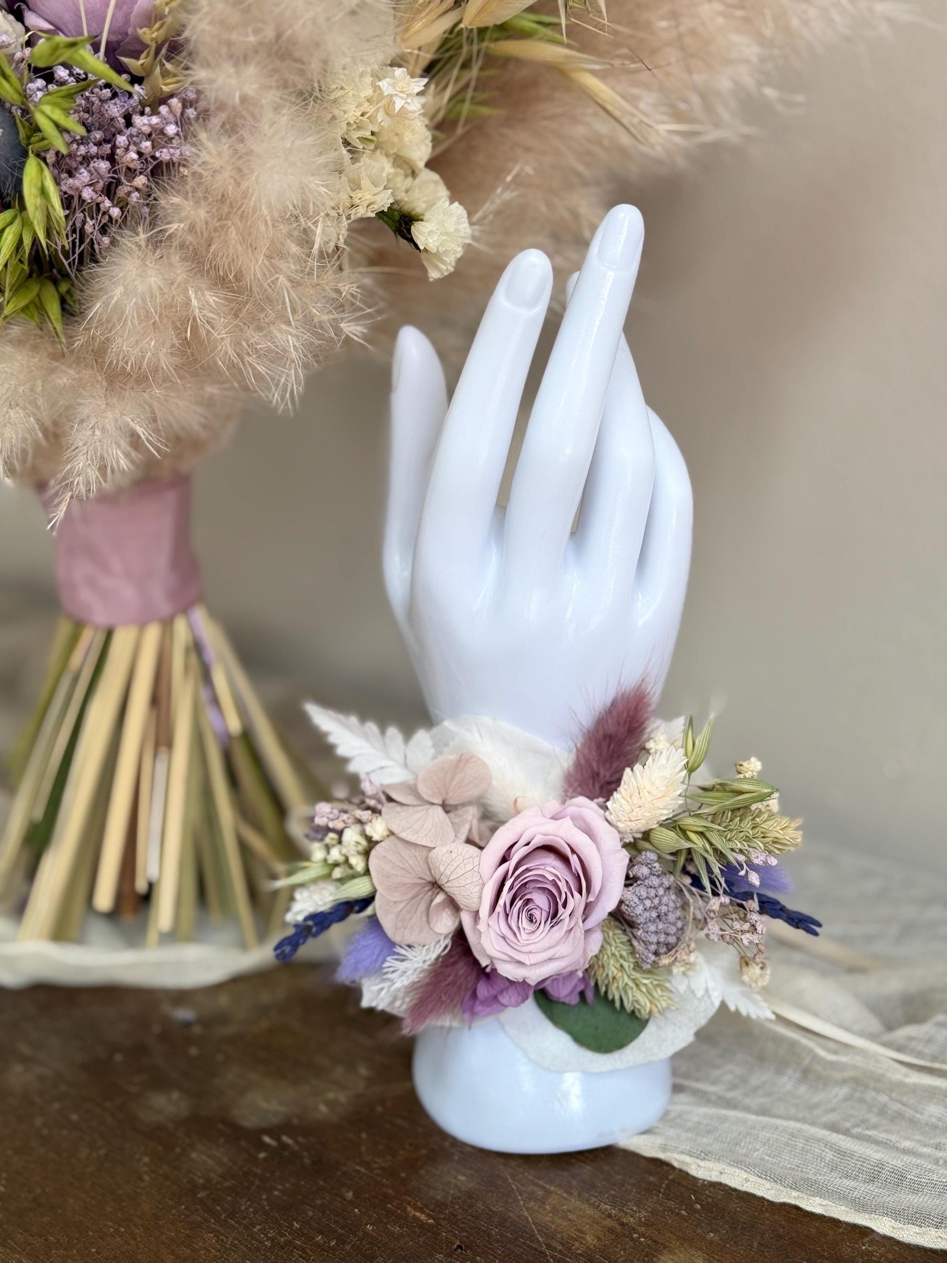 Lavender Bridal Bouquet • Mauve Lavender Wedding Bouquet • Purple Dried Flower Bouquet • Spring Wedding Flowers • Summer Bridesmaid Bouquet