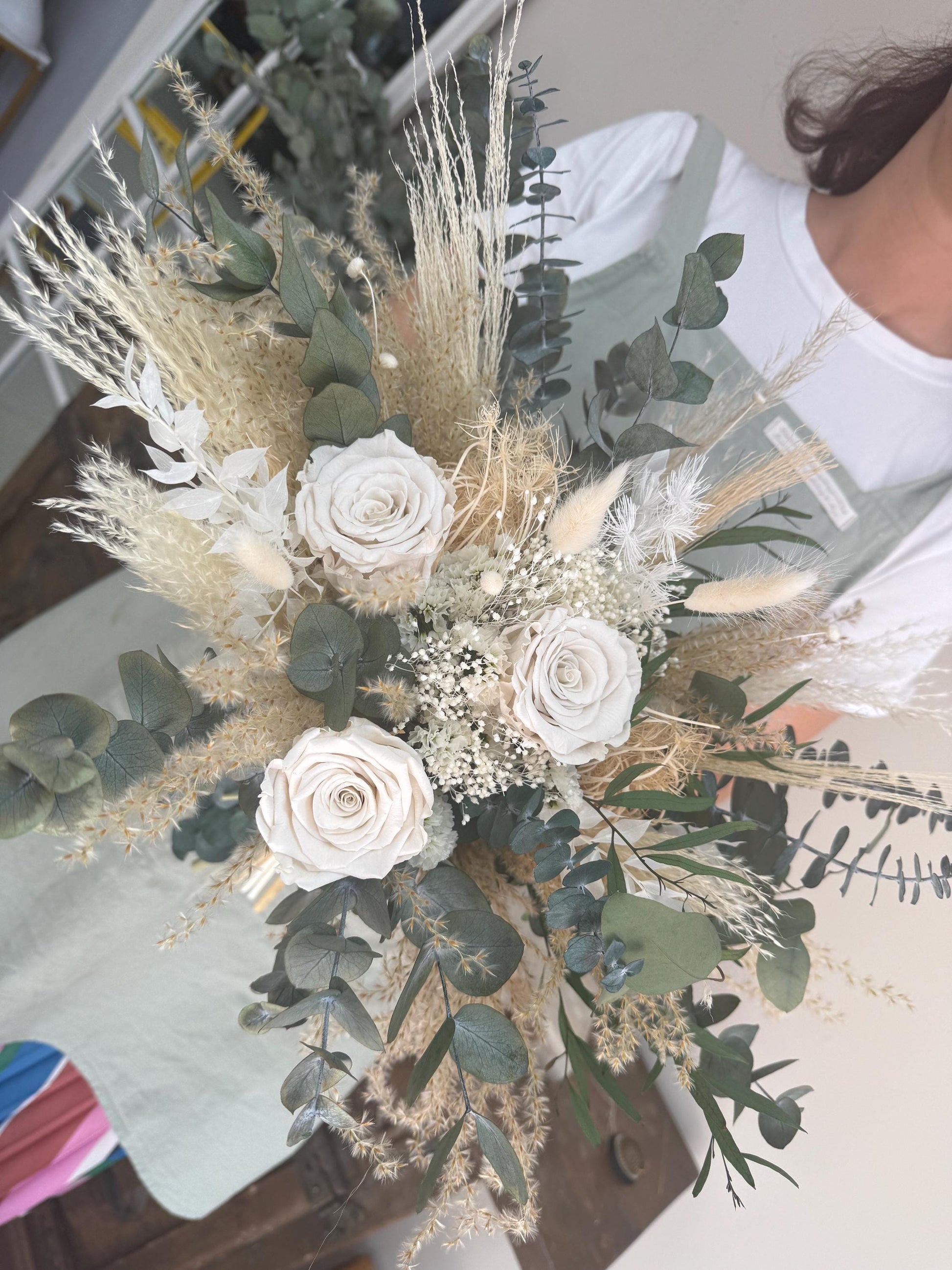 White Rose and Eucalyptus Bouquet