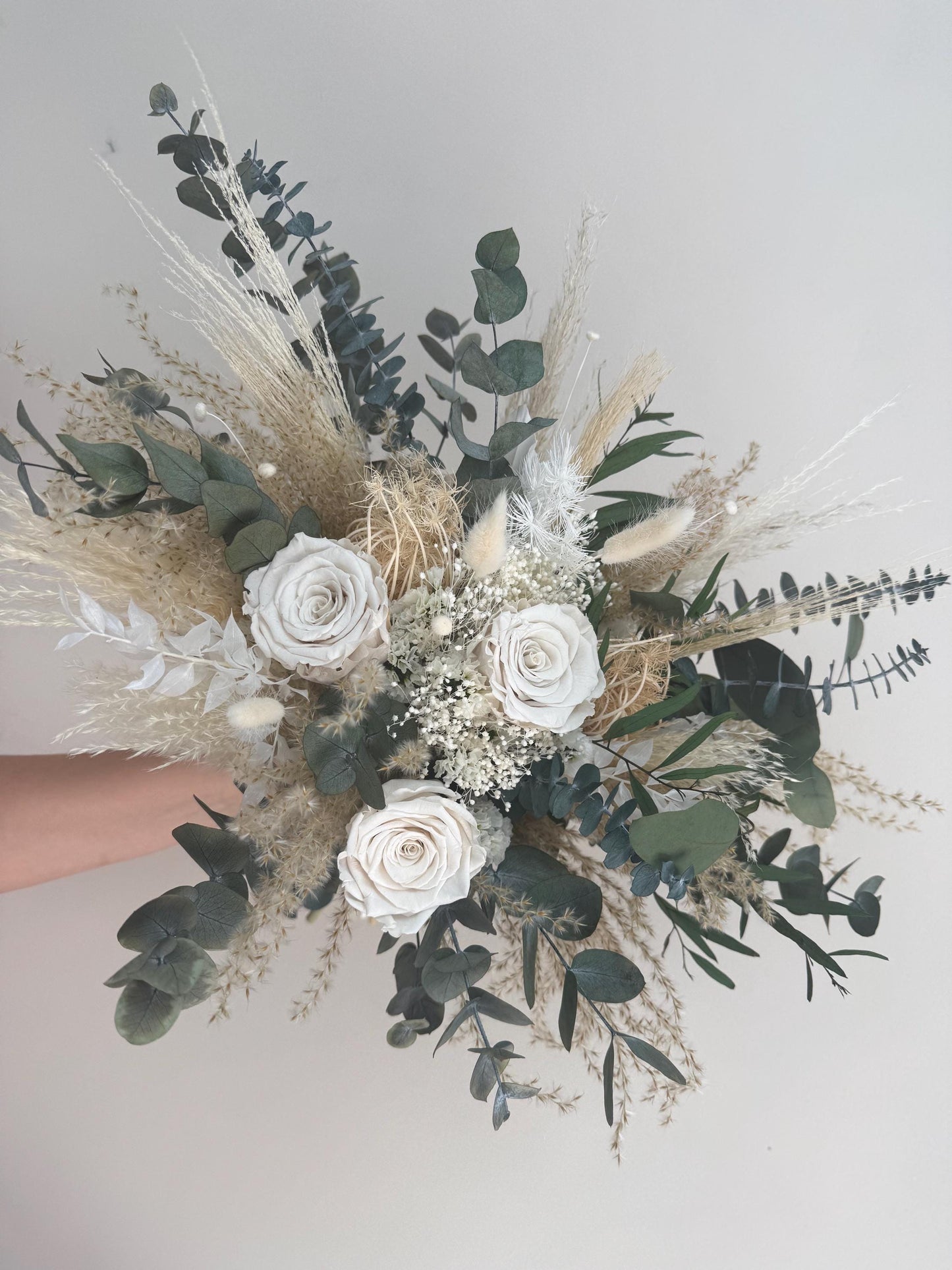 White Rose and Eucalyptus Bouquet