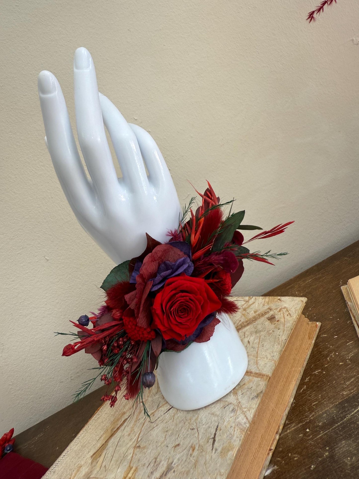 Mauve & Red Wedding Bouquet