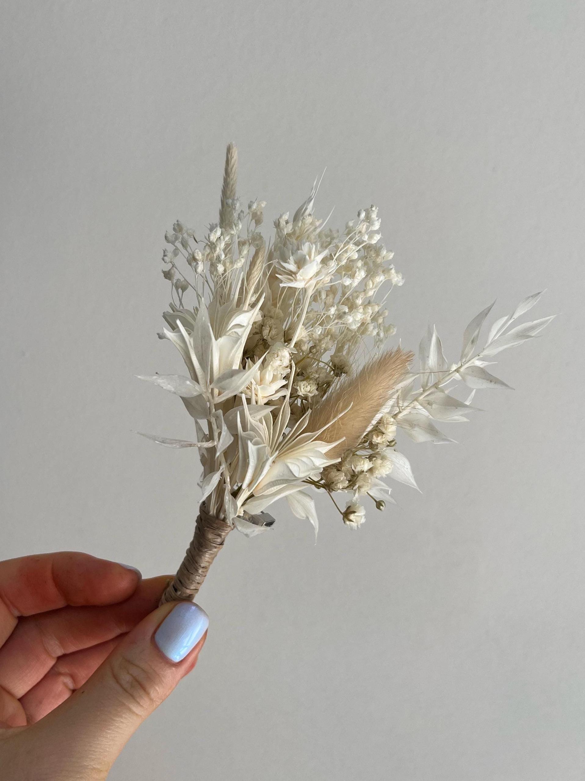 DIY Wedding Boutonnière Kit – Dried Flowers, Floral Supplies & Tutorial Boutonniere for Groom or Groomsmen, Make Your Own Dried Buttonhole