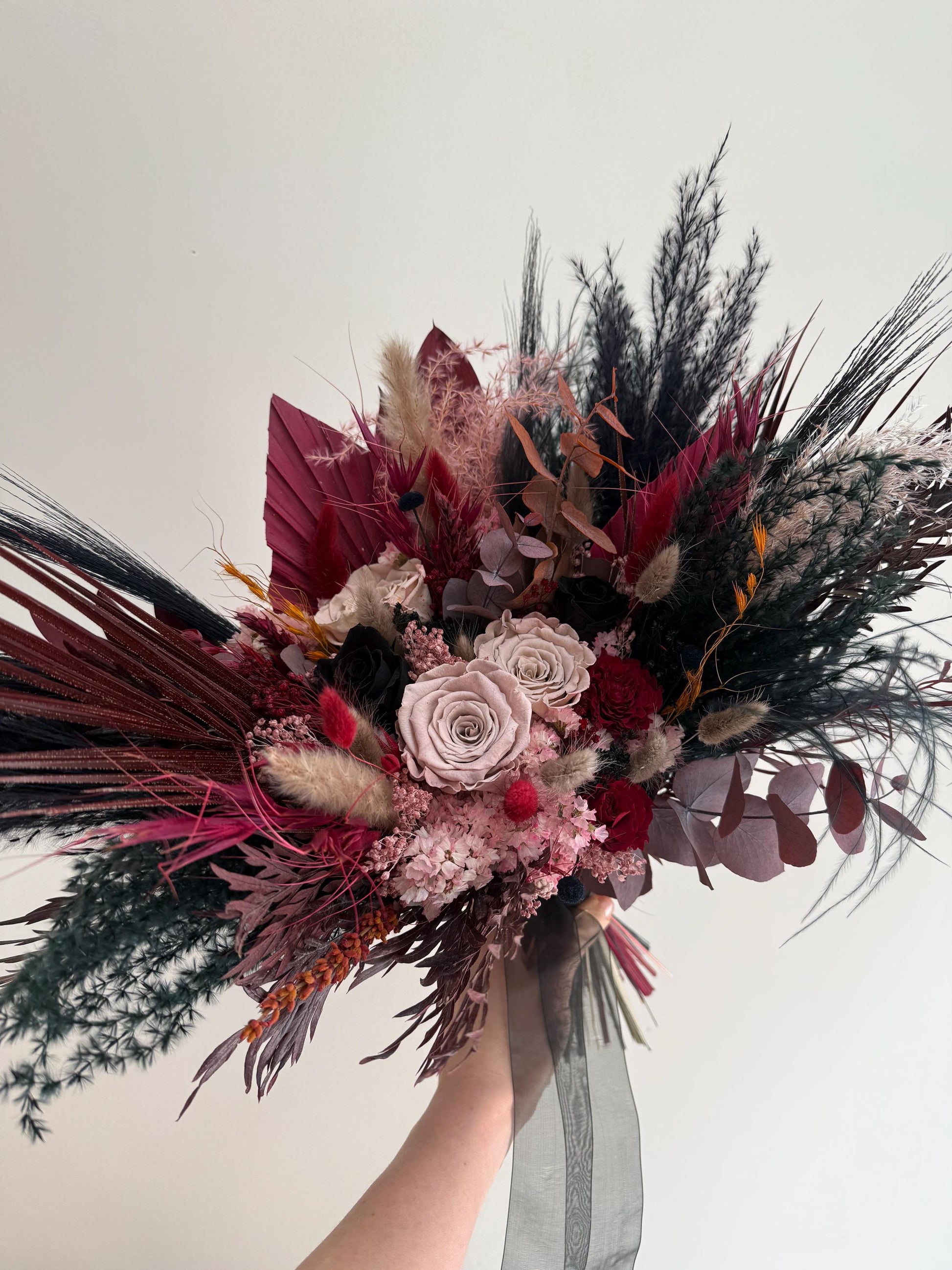 Burgundy and Mauve Moody Wedding Flowers