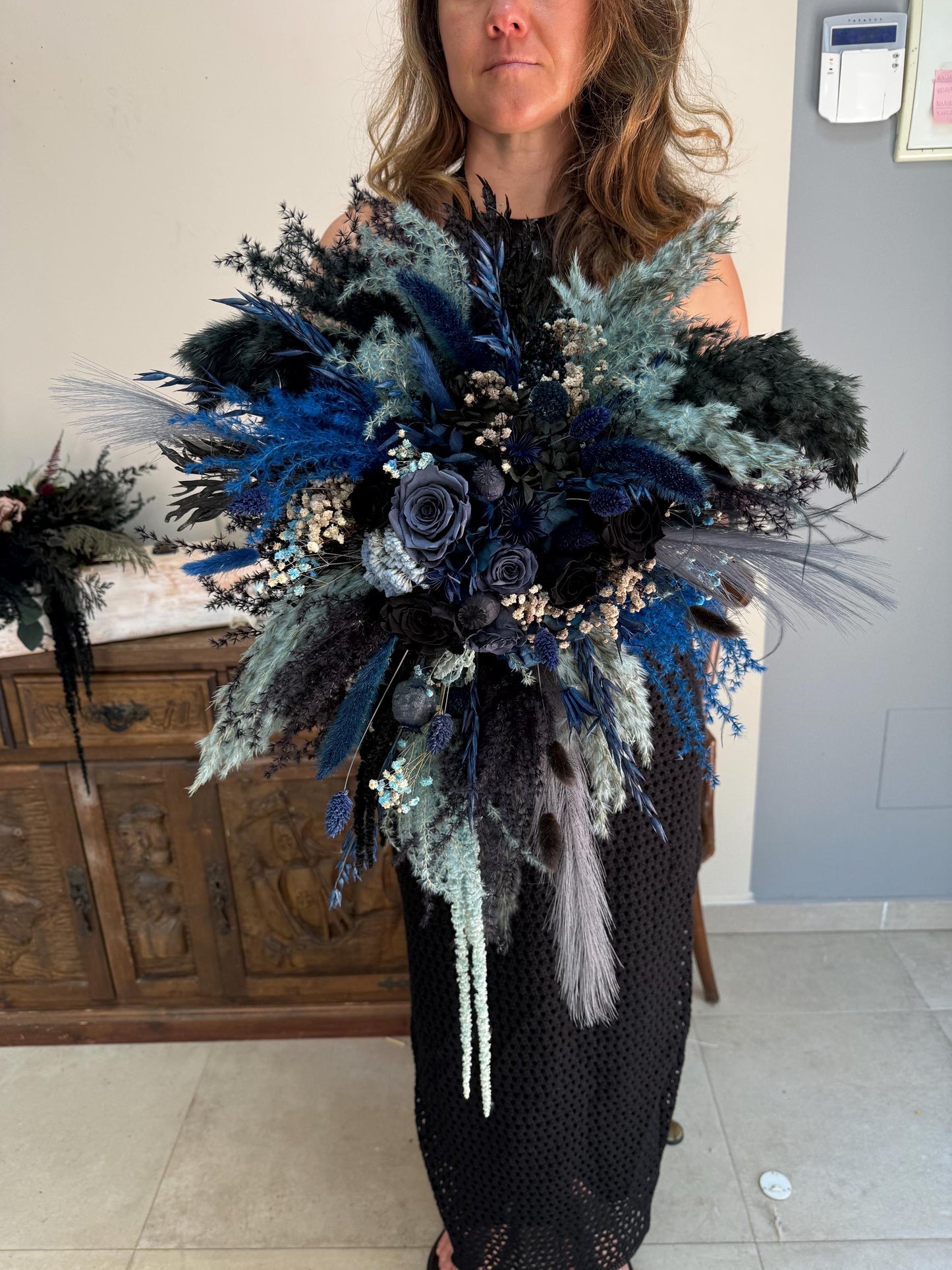Wedding Bouquet Dusty Blue Bridal Bouquet Blue Wedding Bouquet Dusty Blue Dried Flower Bouquet Blue Grey Dried Flower Wedding Bouquet Boho