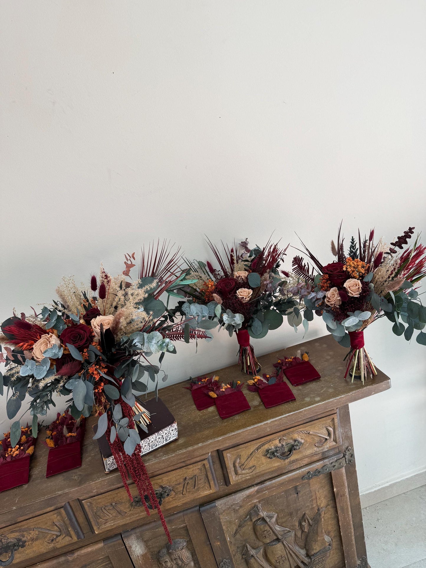 Burgundy Rust Bridal Bouquet