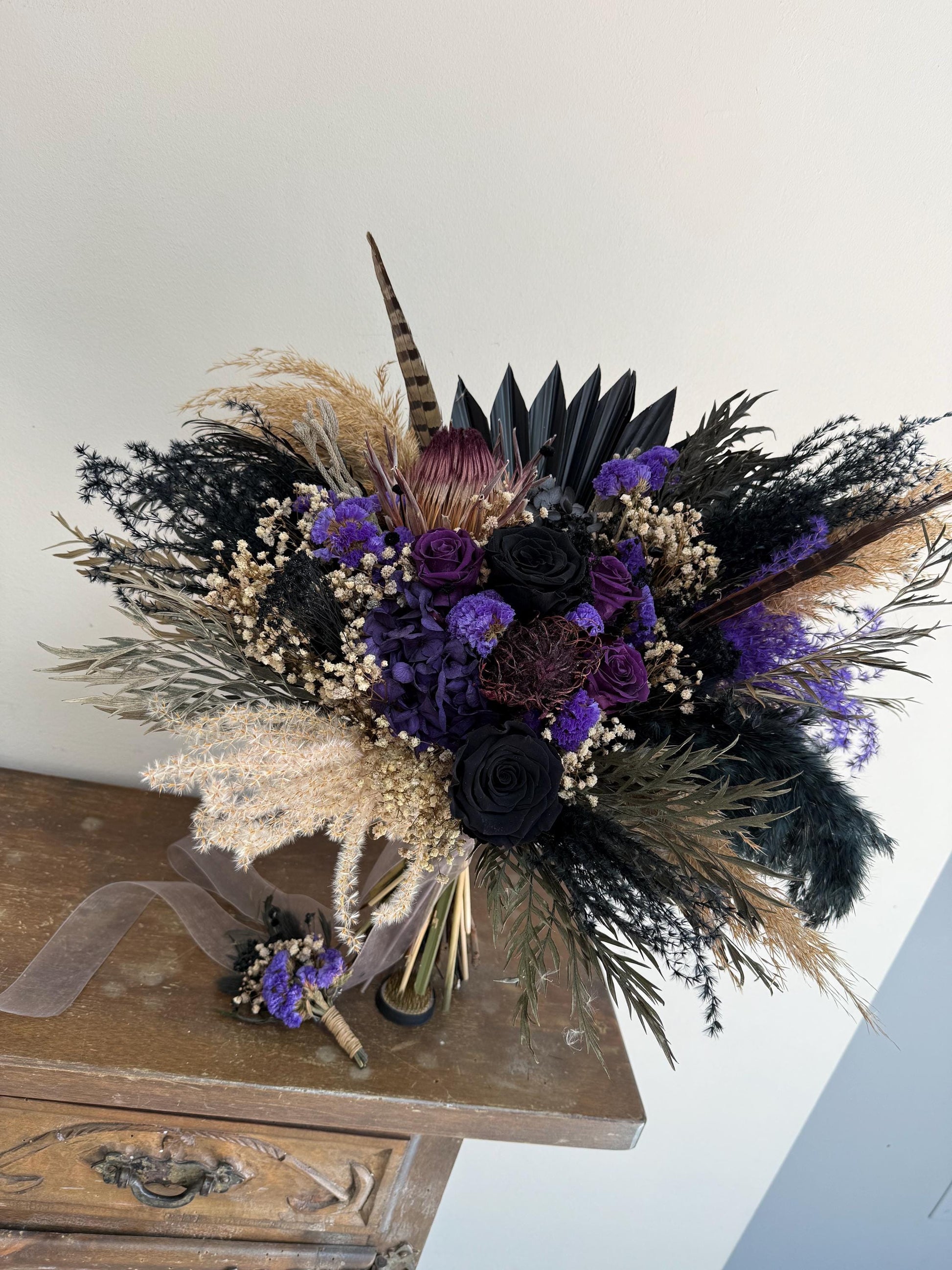 Black & Dark Purple Wedding Flowers
