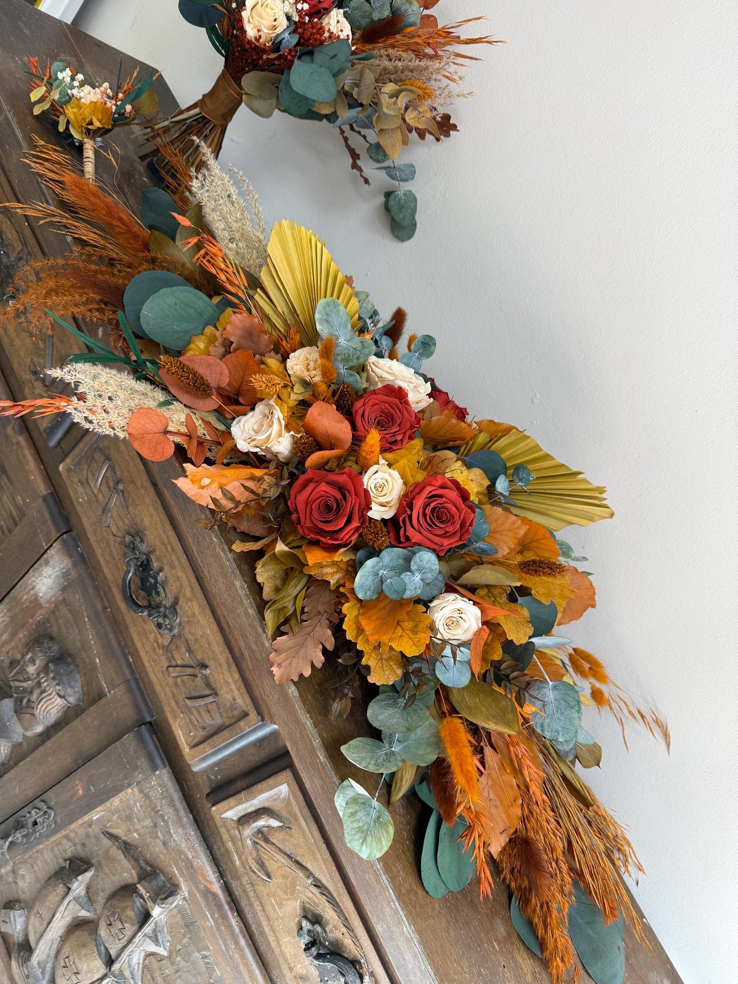 Cascade Bridal Bouquet Terracotta, Boho Bridal Bouquet, Large Bridal Bouquet, Boho Wedding Bouquet, Fall Wedding Bouquet, Terracotta Bridal