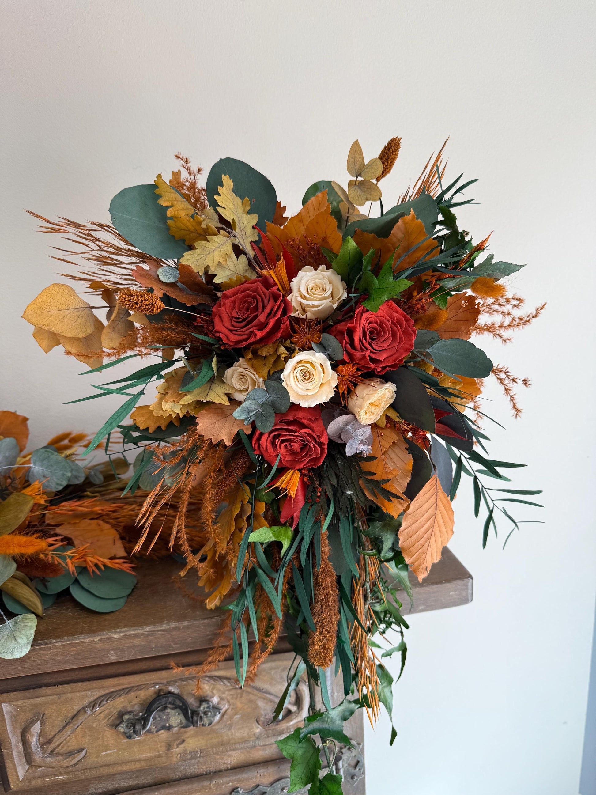 Cascade Bridal Bouquet Terracotta, Boho Bridal Bouquet, Large Bridal Bouquet, Boho Wedding Bouquet, Fall Wedding Bouquet, Terracotta Bridal