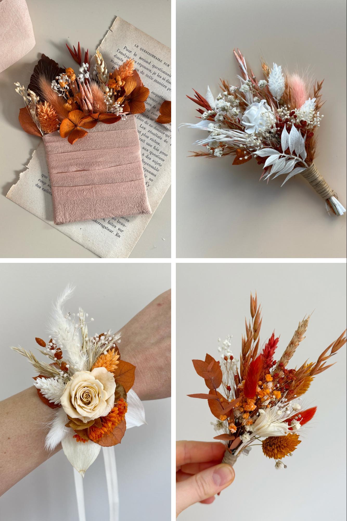 Terracotta and Orange Boho Pampas Dried Flower Bridal Bouquet – Wedding Flowers