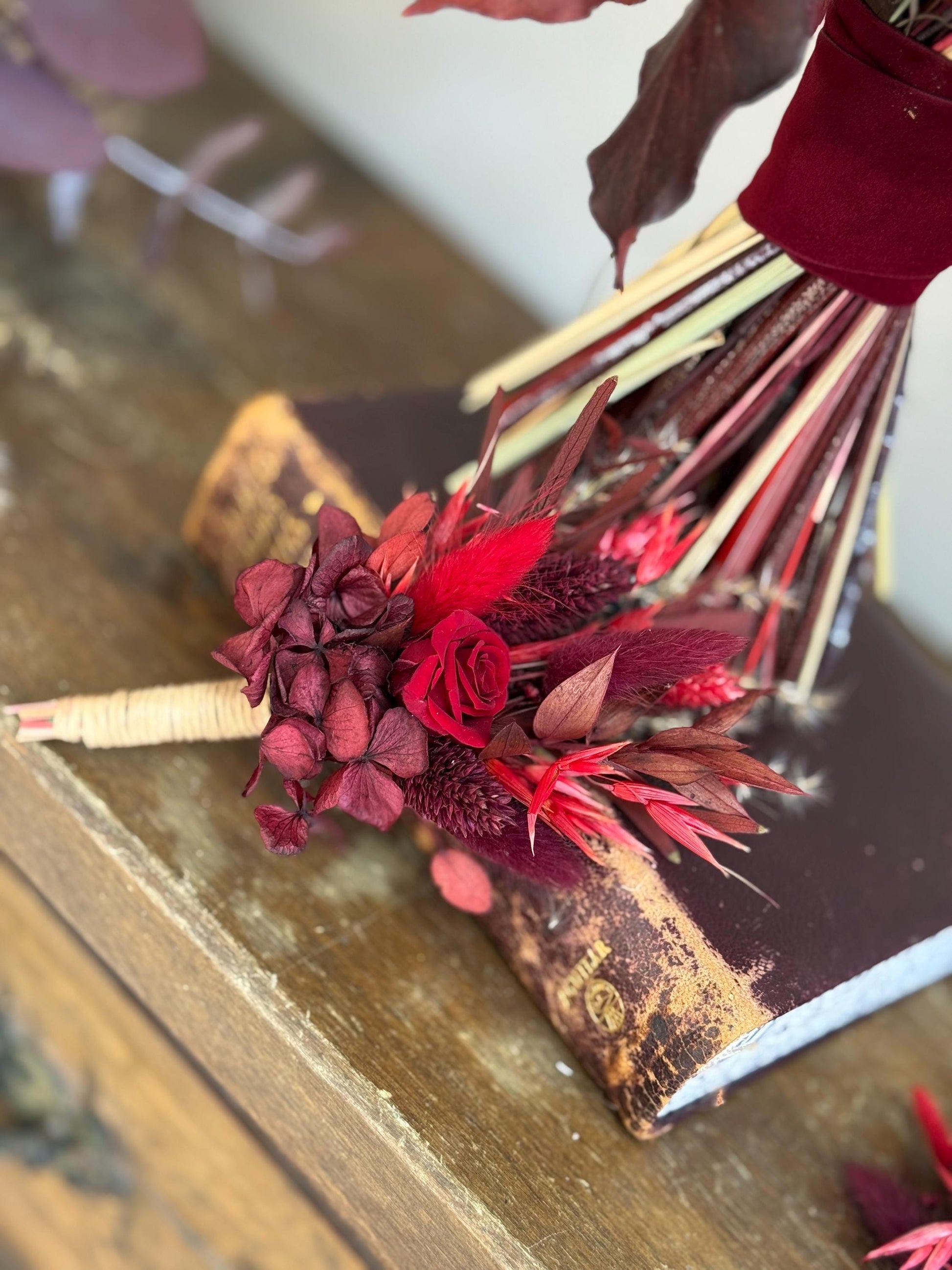 Burgundy Wedding Bouquet | Marsala Bridal Bouquet | Large Fall Wedding Bouquet | Dried Flower Bouquet | Deep Red Wedding Bouquet Boho Bride
