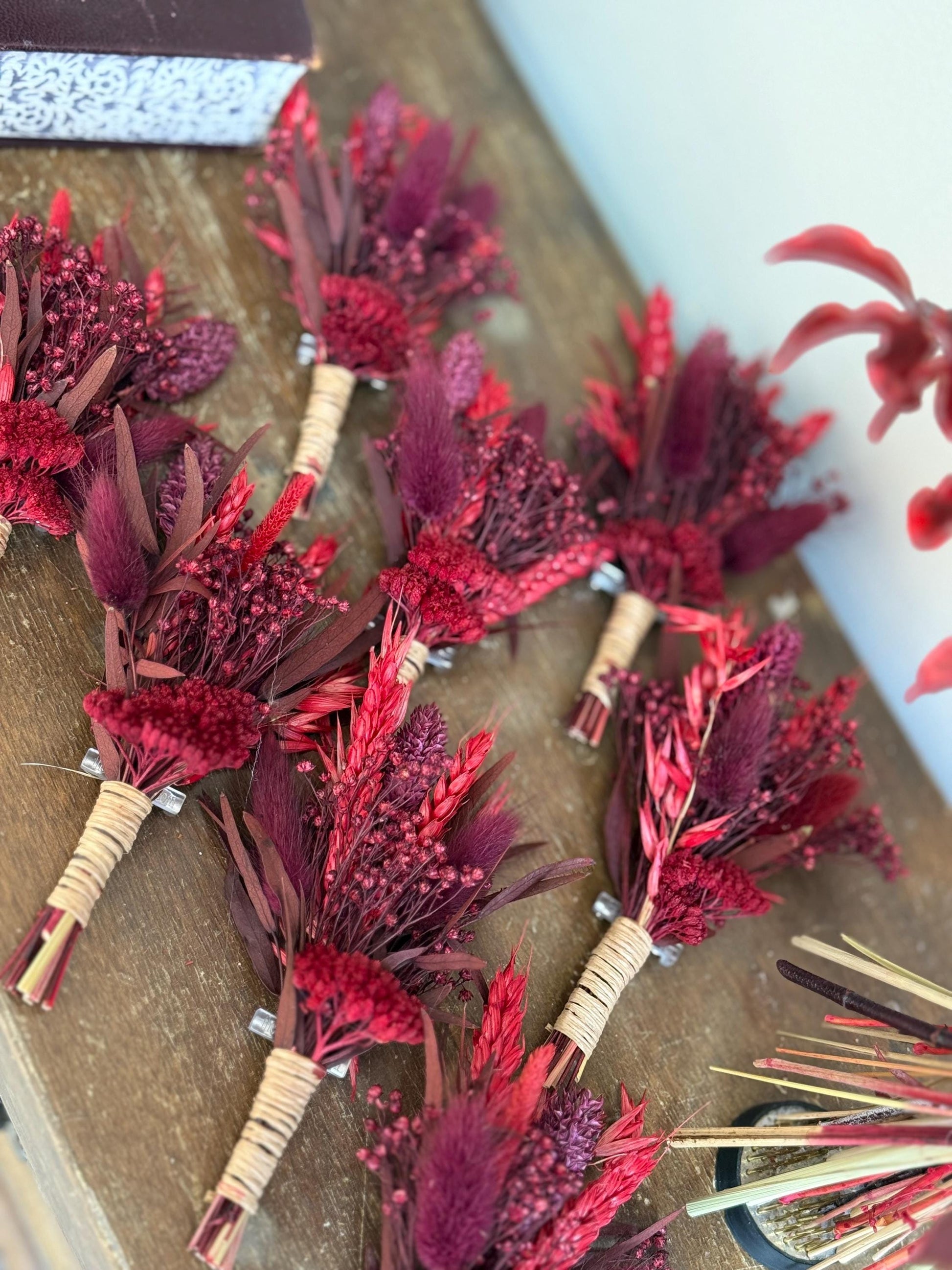 Burgundy Wedding Bouquet | Marsala Bridal Bouquet | Large Fall Wedding Bouquet | Dried Flower Bouquet | Deep Red Wedding Bouquet Boho Bride