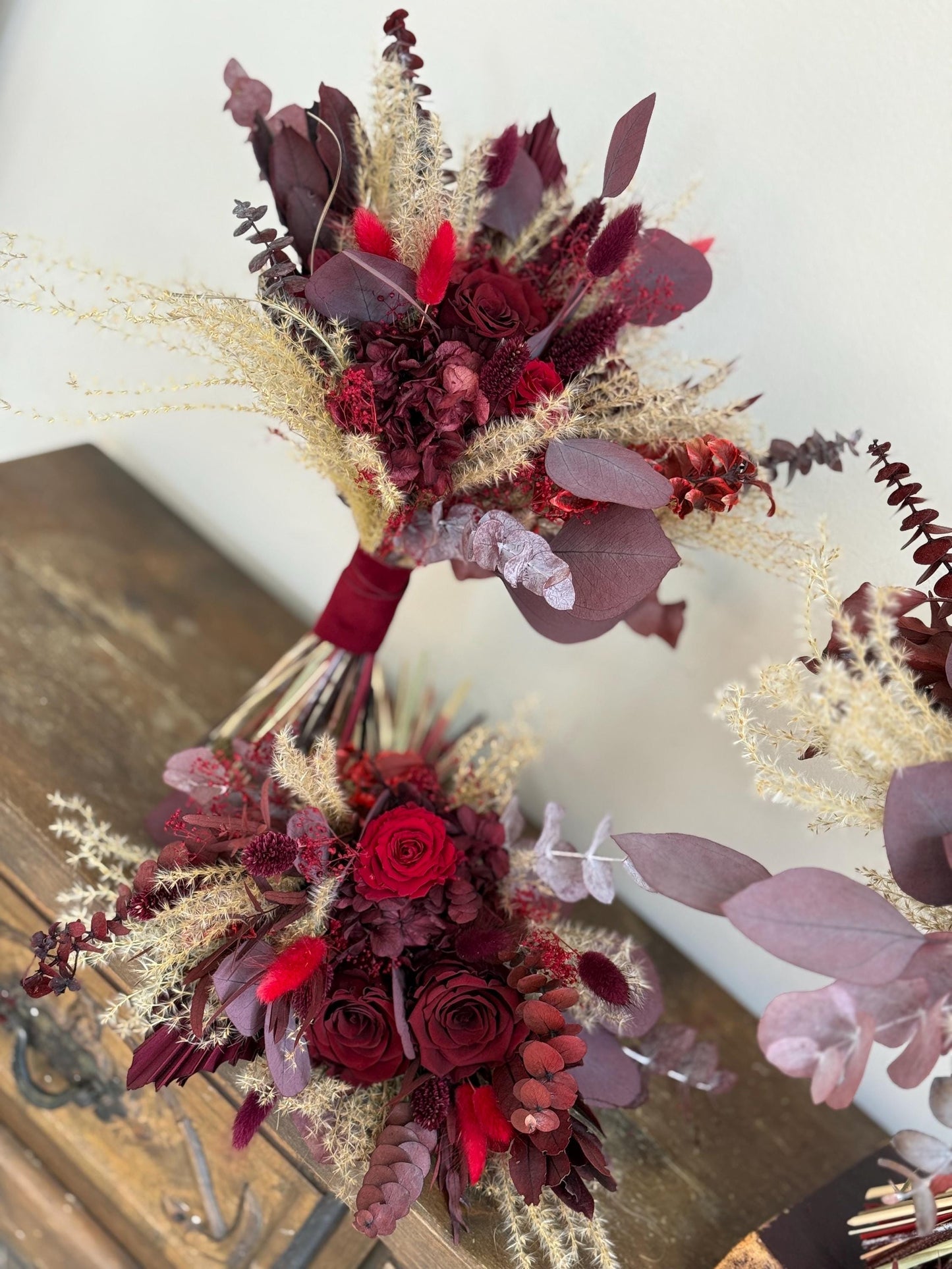 Burgundy Wedding Bouquet | Marsala Bridal Bouquet | Large Fall Wedding Bouquet | Dried Flower Bouquet | Deep Red Wedding Bouquet Boho Bride