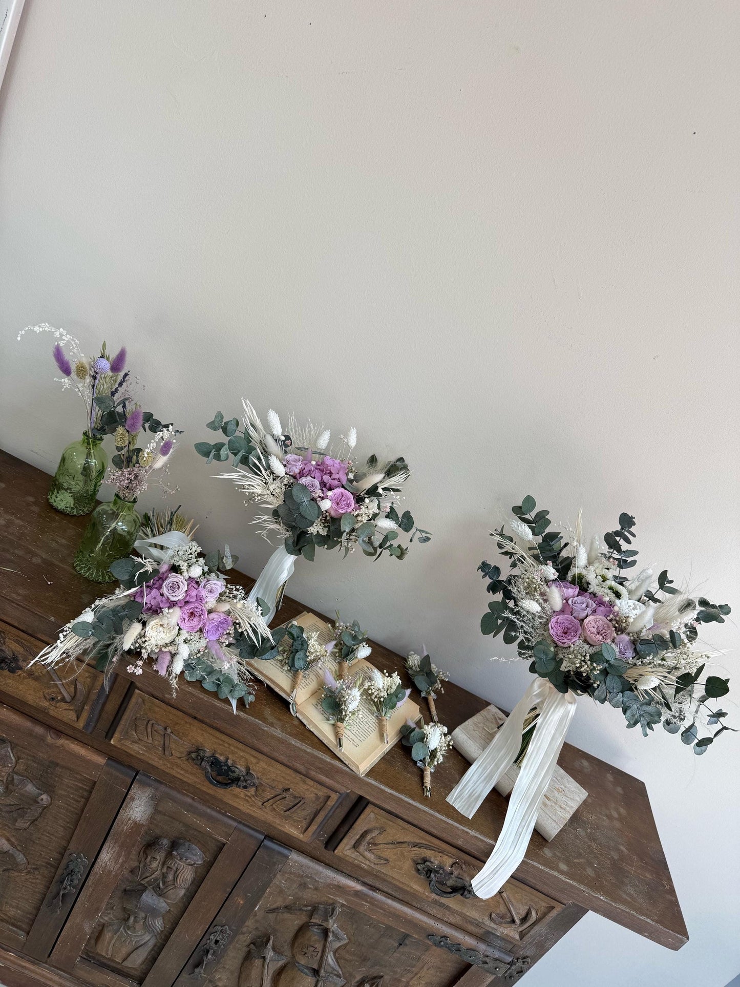 Lavender Bridal Bouquet • Mauve Lavender Wedding Bouquet • Purple Dried Flower Bouquet • Spring Wedding Flowers • Summer Bridesmaid Bouquet