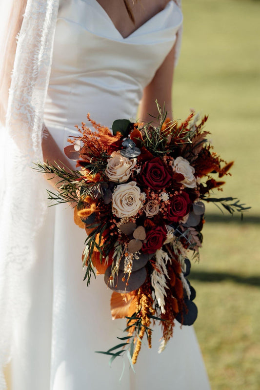 Cascade Bridal Bouquet Terracotta, Boho Bridal Bouquet, Large Bridal Bouquet, Boho Wedding Bouquet, Fall Wedding Bouquet, Terracotta Bridal