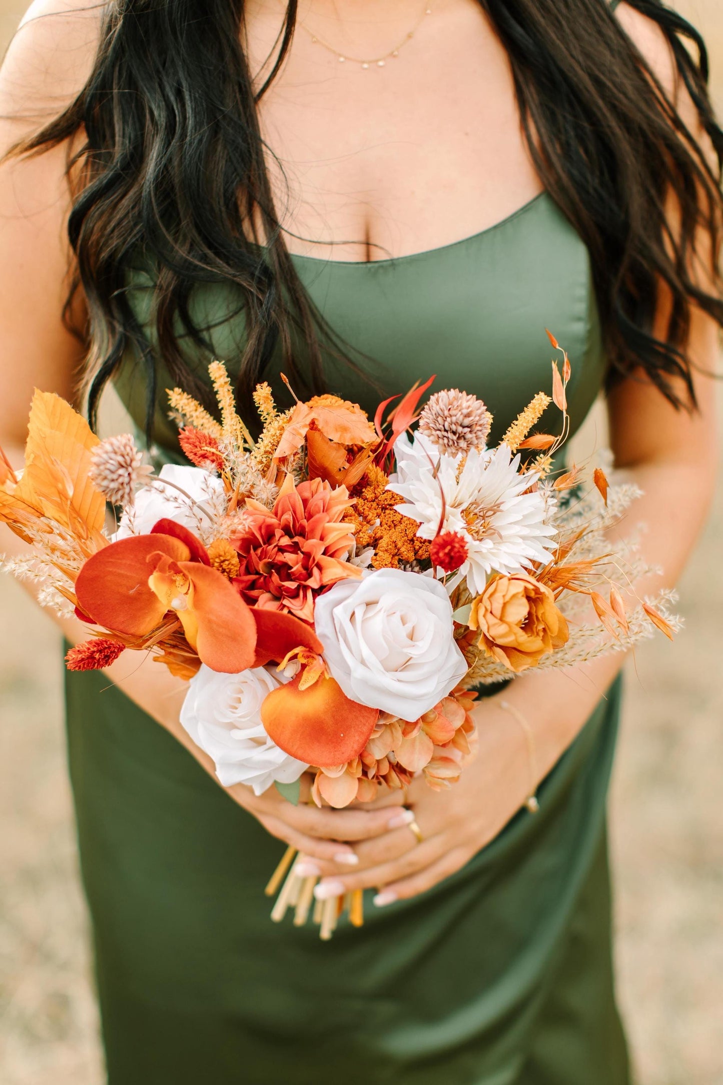 Rust Navy Blue Wedding Bouquet | Fall Terracotta Boho Bridal Bouquet | Silk Wedding Flowers | Rustic Burnt Orange Wedding Decor