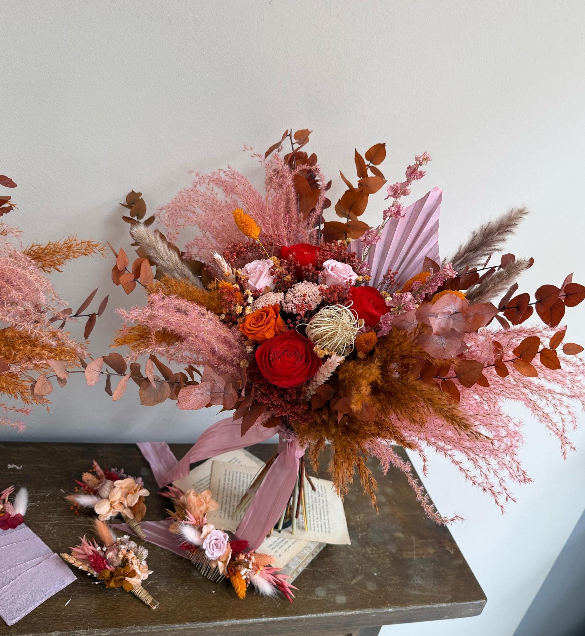 Terracotta & Pink Wedding Flowers