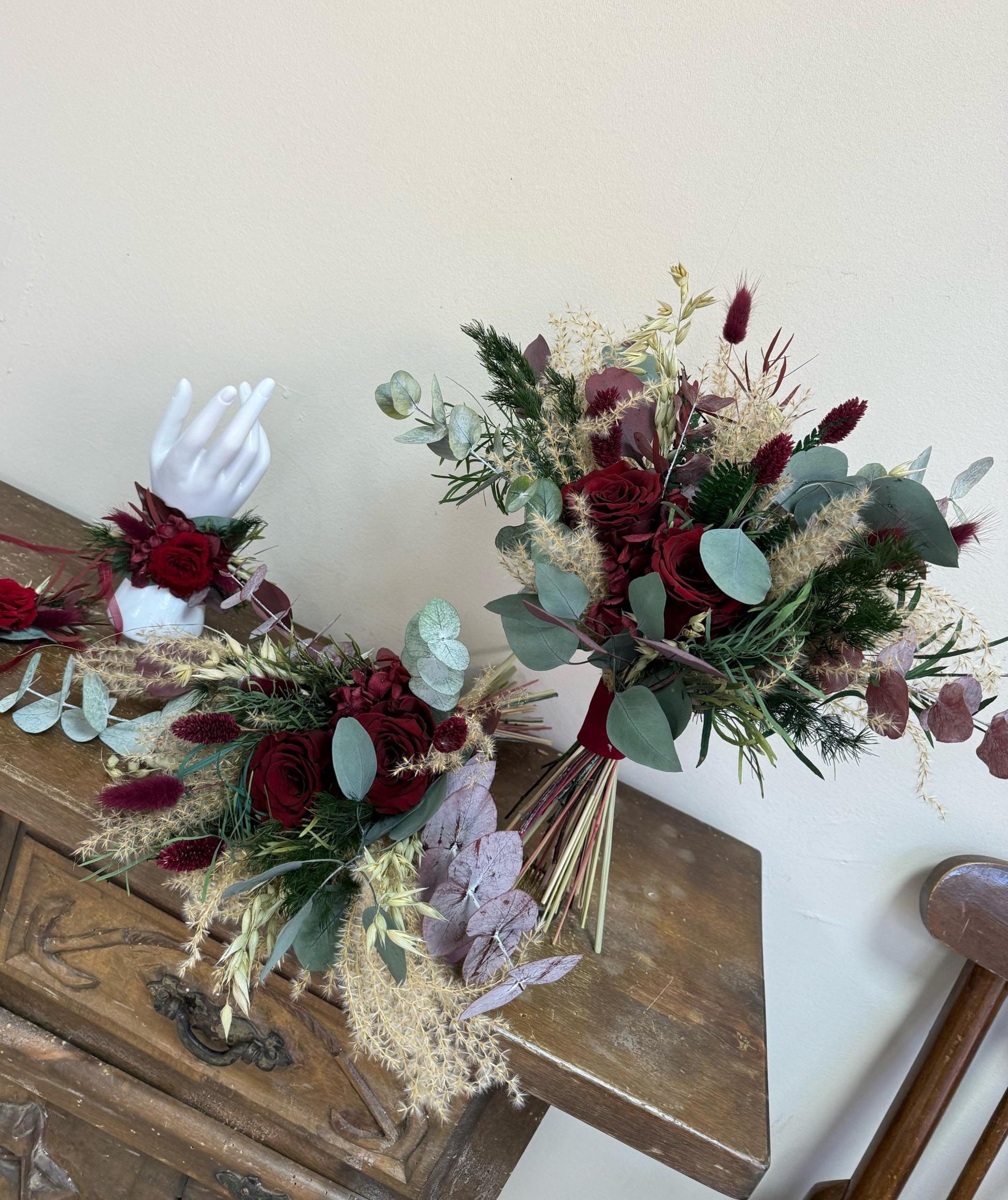 Burgundy & Forest Green Bouquet