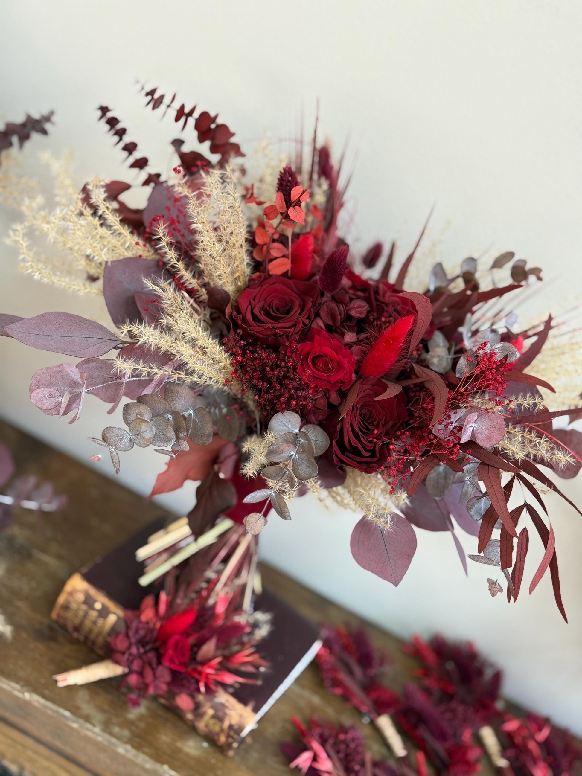 Burgundy Wedding Bouquet | Marsala Bridal Bouquet | Large Fall Wedding Bouquet | Dried Flower Bouquet | Deep Red Wedding Bouquet Boho Bride