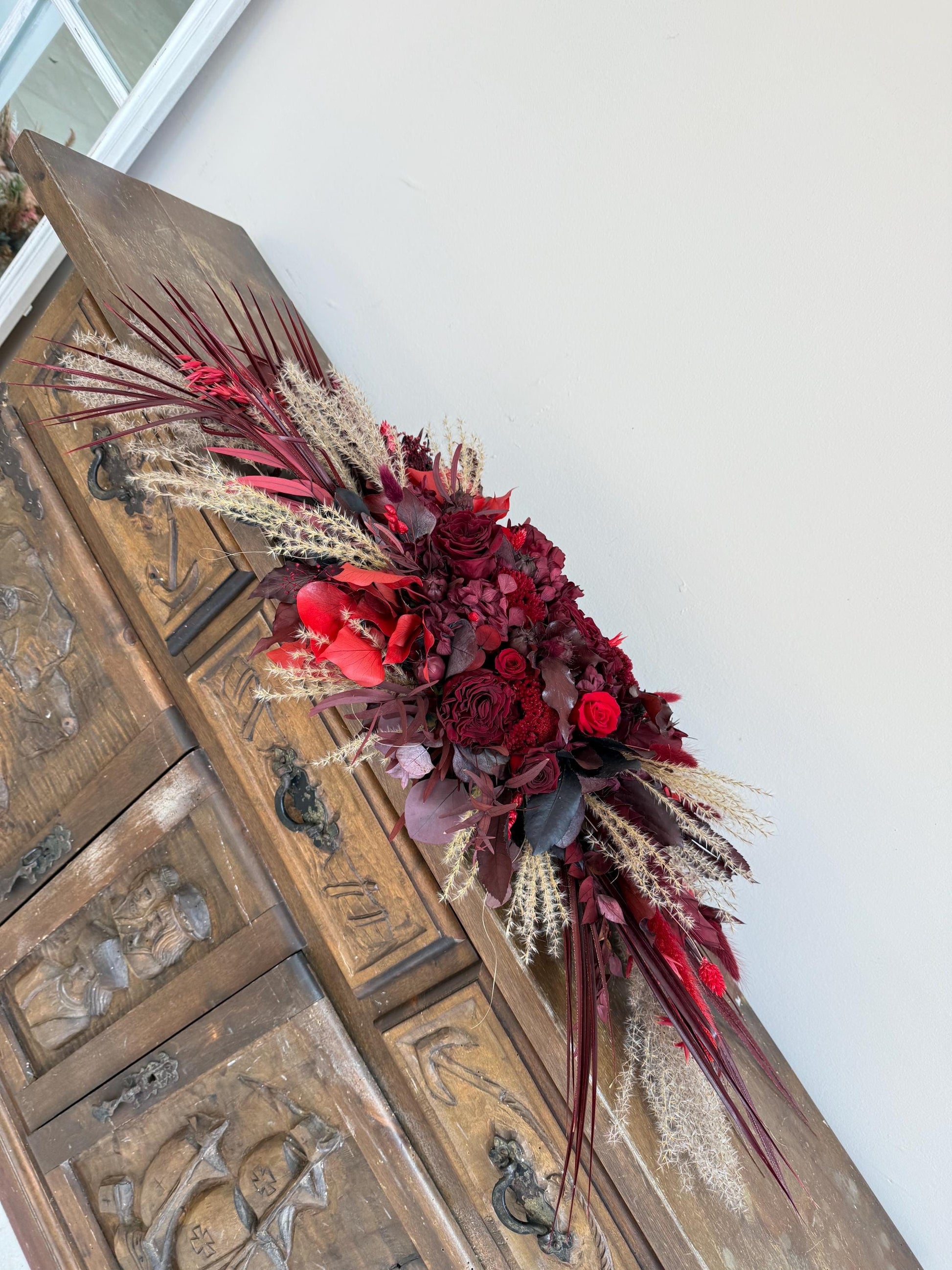 Burgundy Wedding Bouquet | Marsala Bridal Bouquet | Large Fall Wedding Bouquet | Dried Flower Bouquet | Deep Red Wedding Bouquet Boho Bride