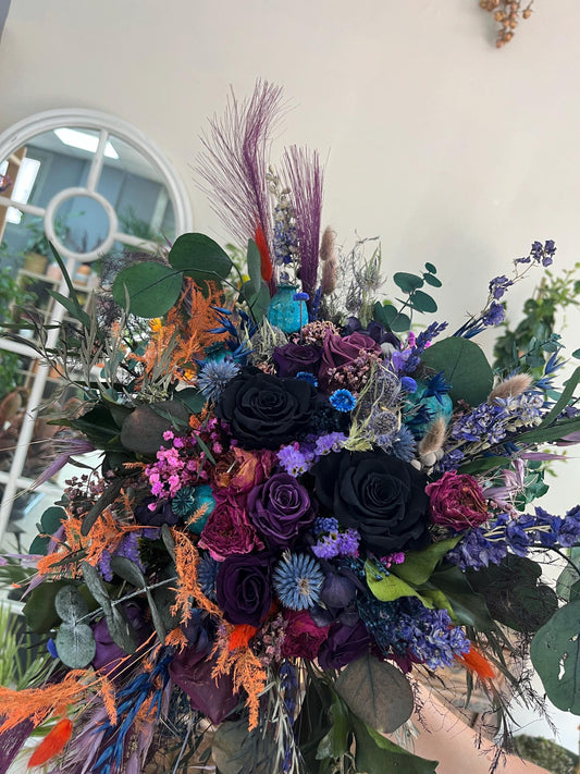 Bold Wedding Flowers | Jewel Tones Bridal Bouquet | Goth Florals