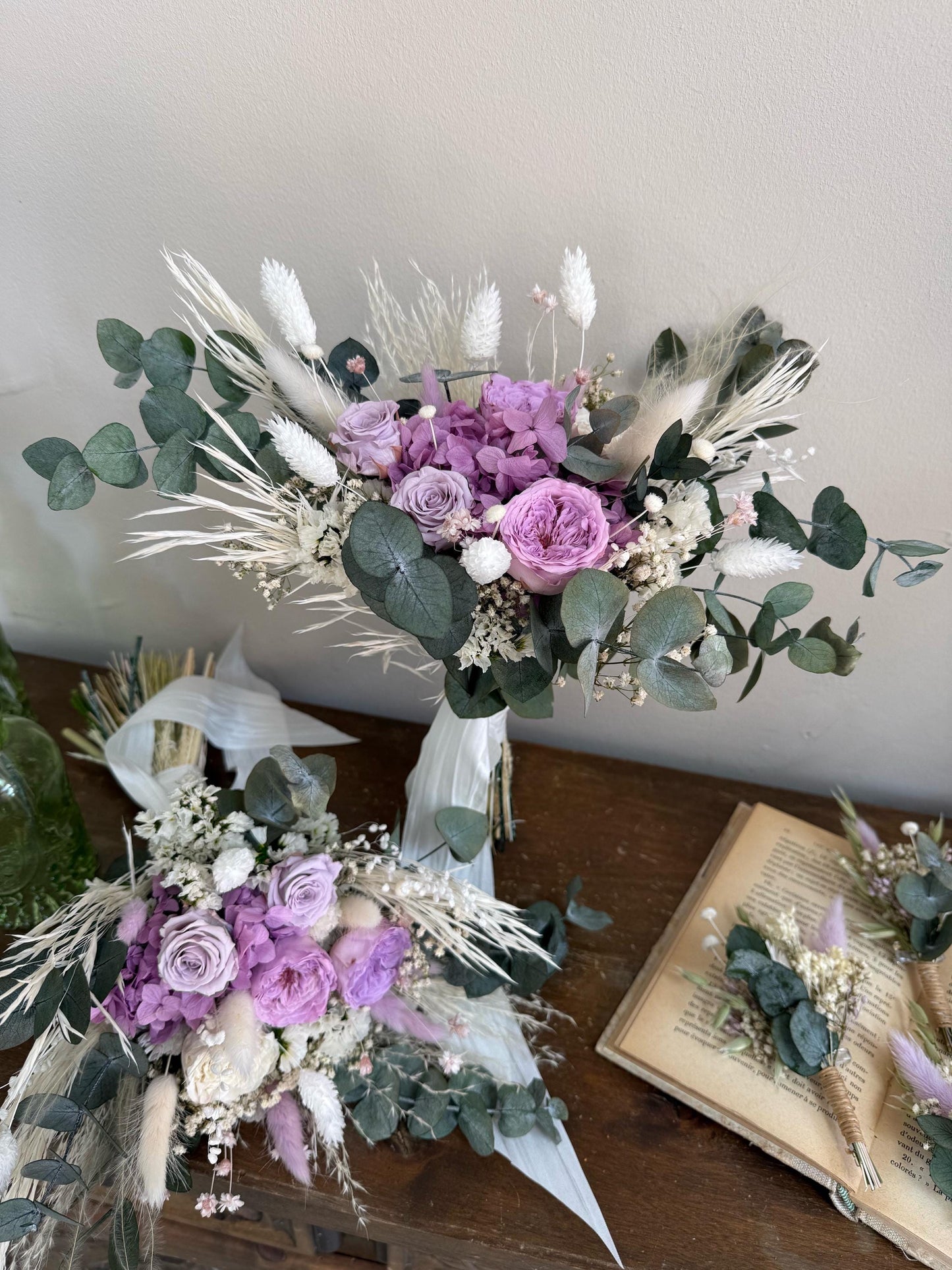 Lavender Bridal Bouquet • Mauve Lavender Wedding Bouquet • Purple Dried Flower Bouquet • Spring Wedding Flowers • Summer Bridesmaid Bouquet