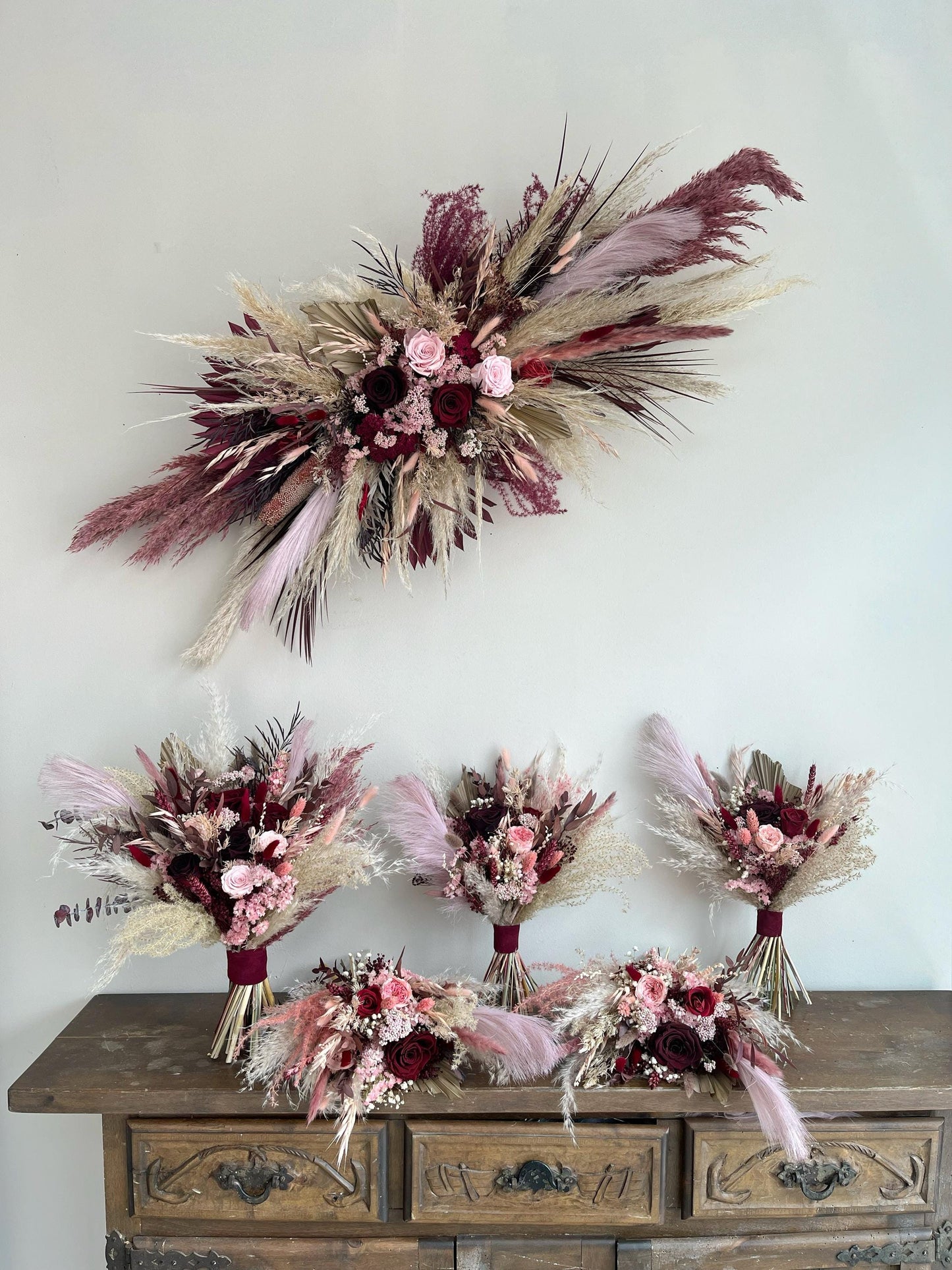 Burgundy & Blush Pink Wedding Flowers