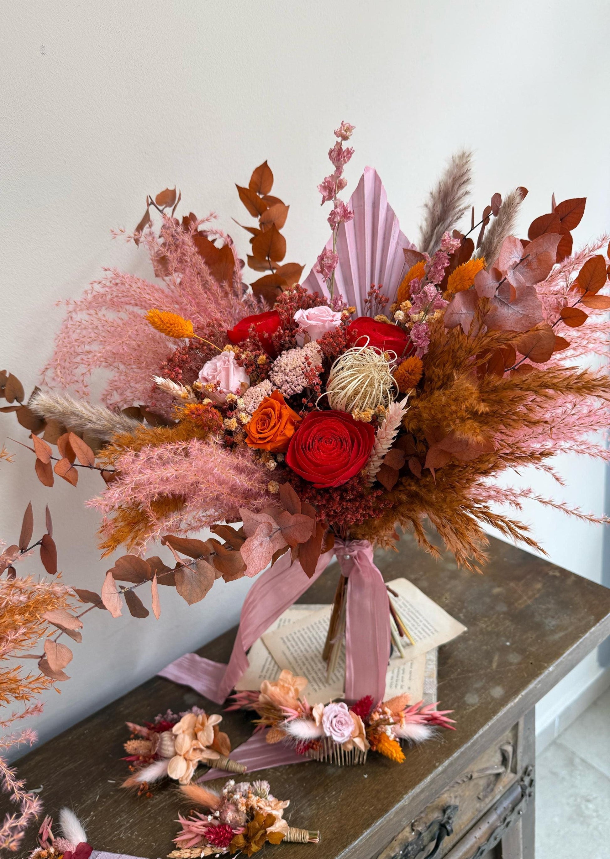 Terracotta & Pink Wedding Flowers