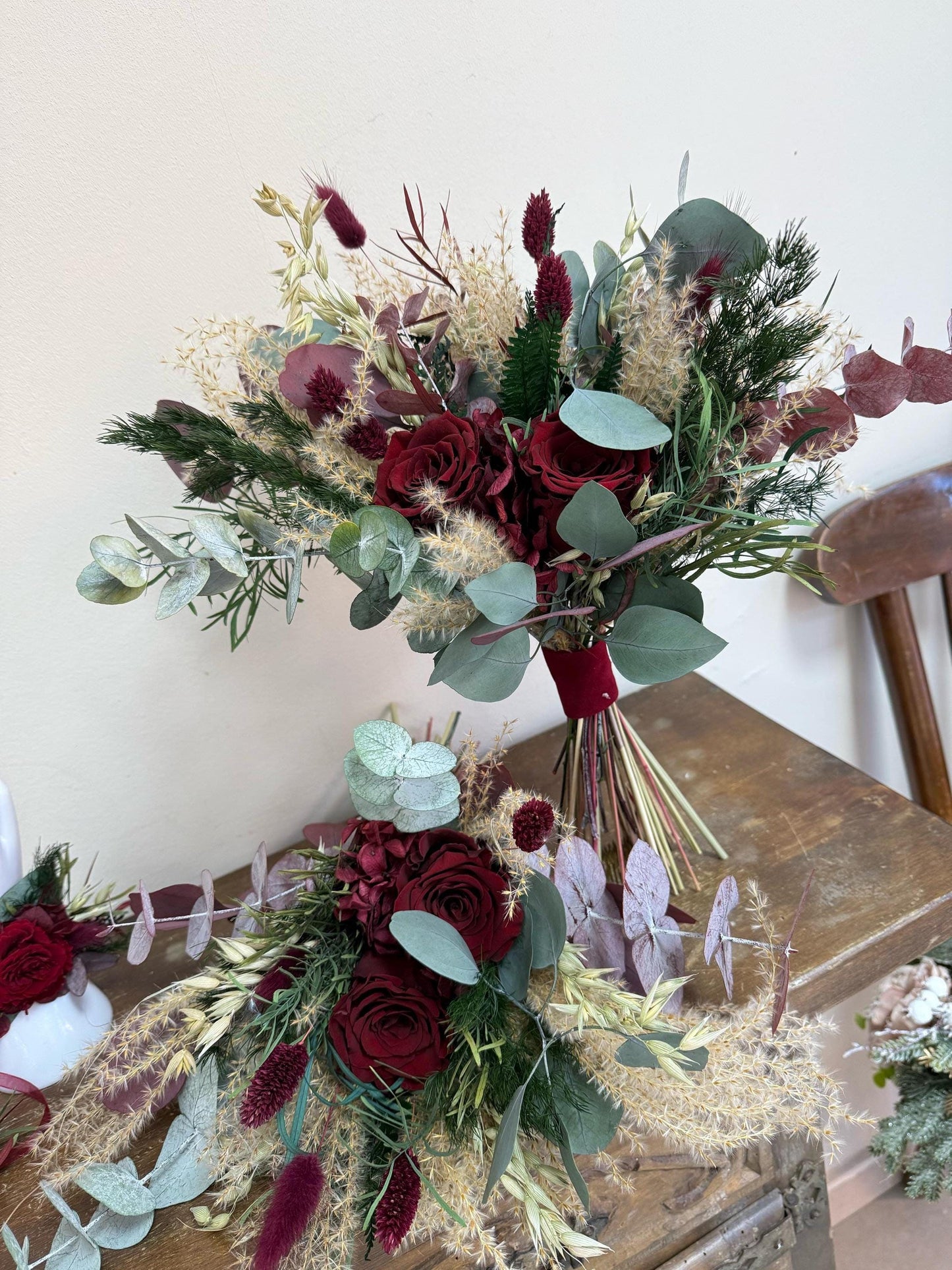 Burgundy & Forest Green Bouquet