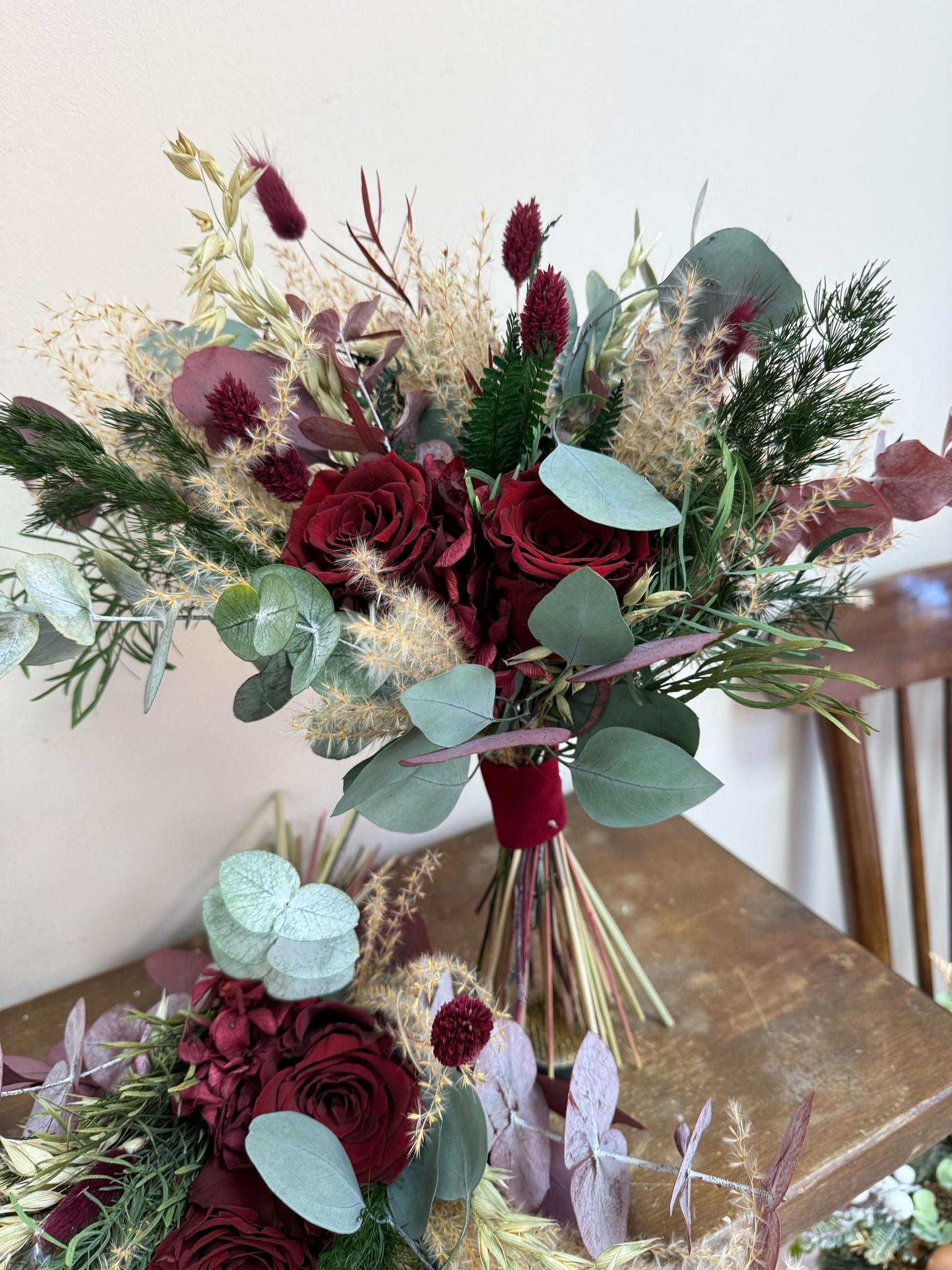 Burgundy & Forest Green Bouquet