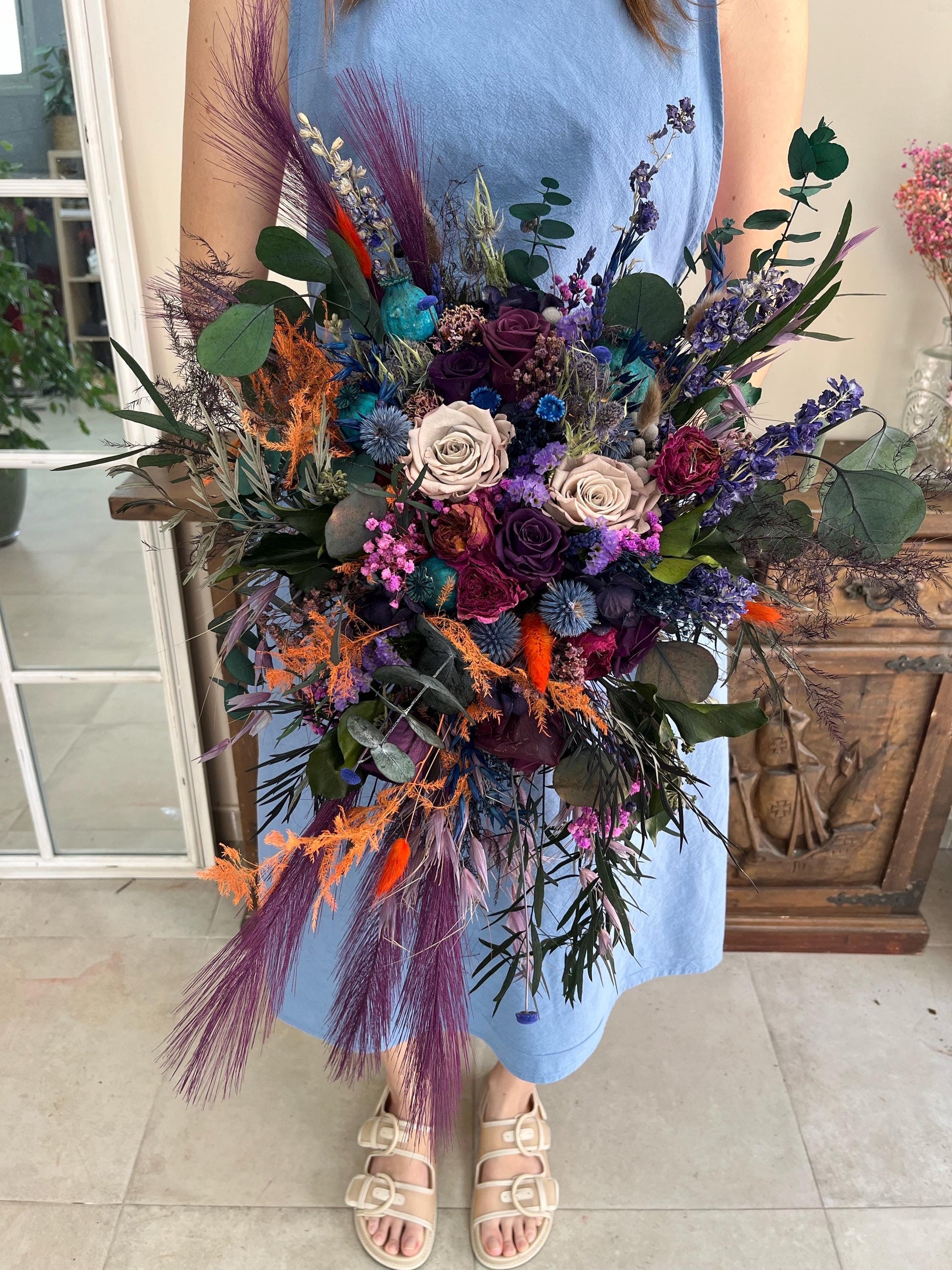 Bold Wedding Flowers | Jewel Tones Bridal Bouquet | Goth Florals