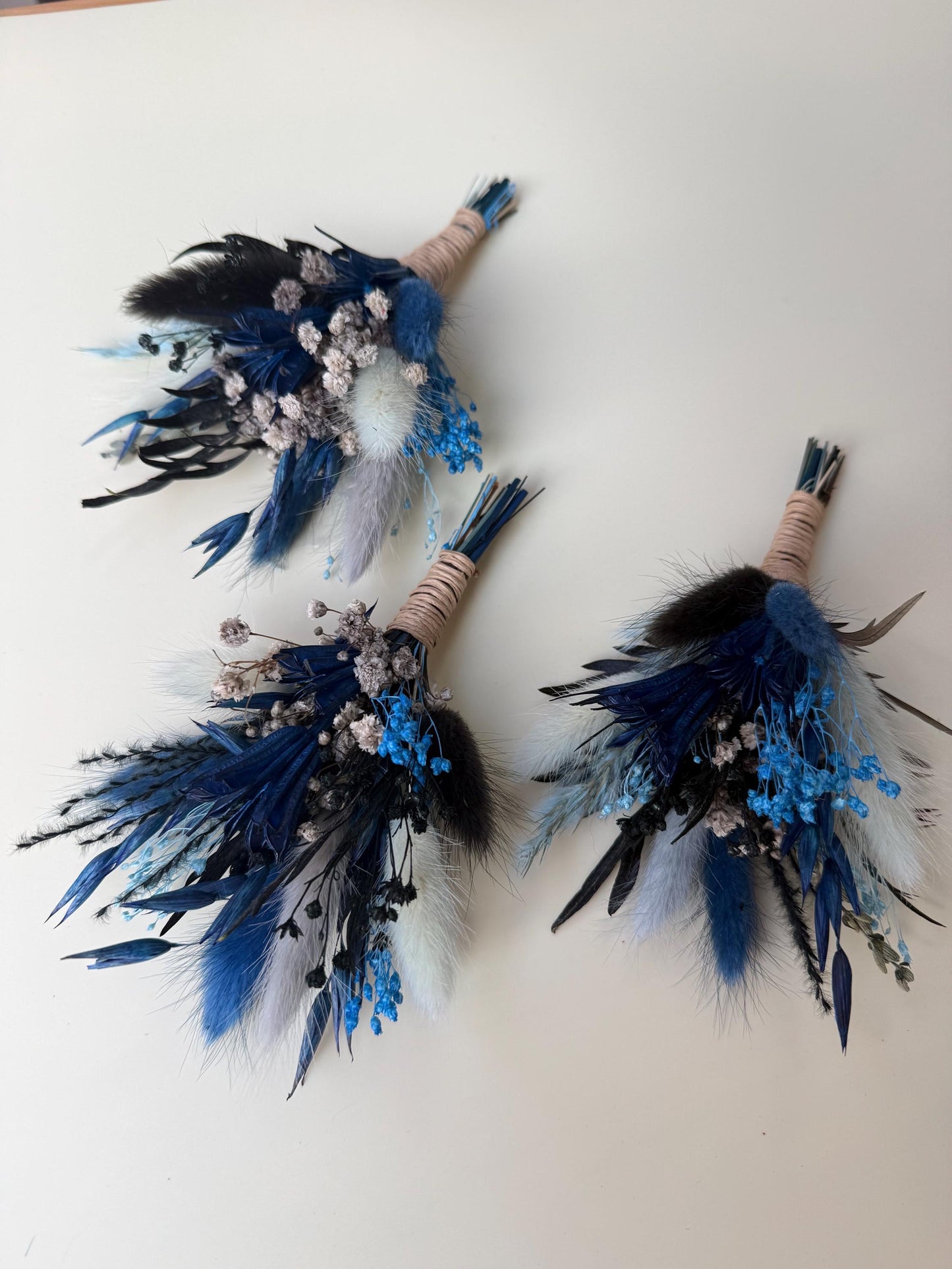 Dusty Blue Wedding Flowers, Corpse Bride Cascade Bouquet, Preserved Gothic Bridal Flower Bunch