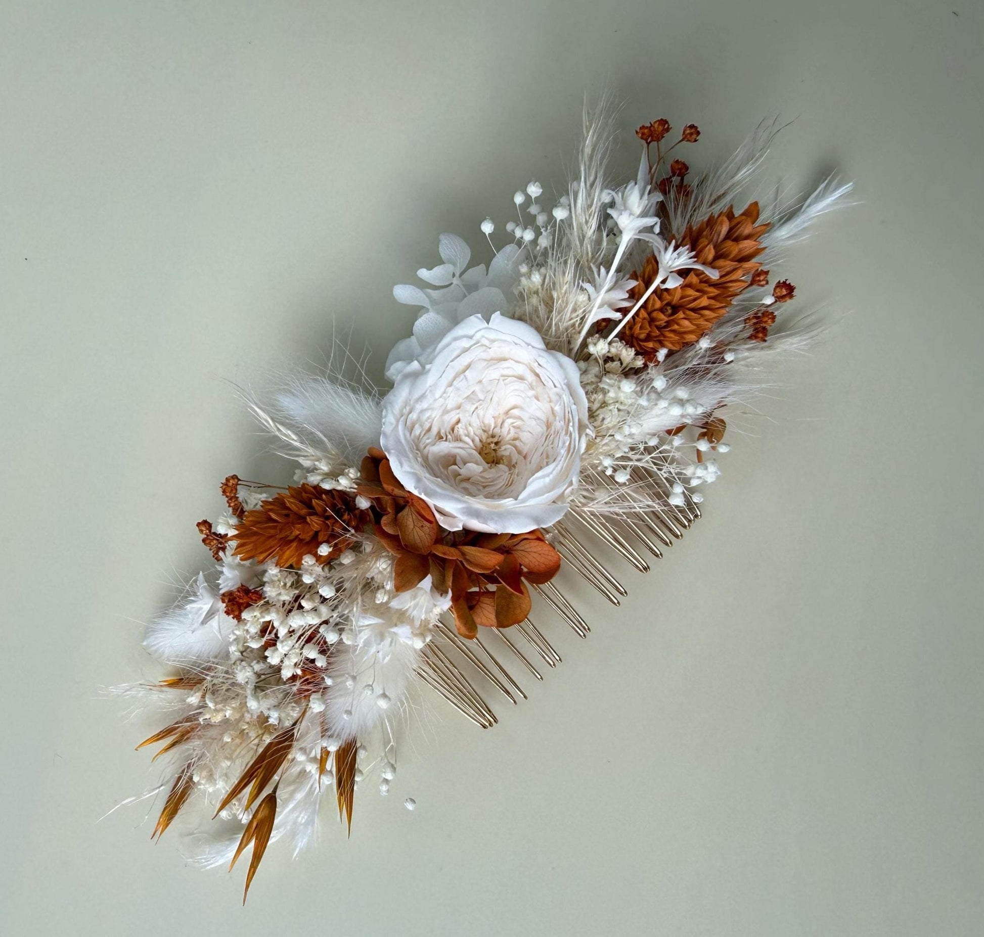 Terracotta and Orange Boho Pampas Dried Flower Bridal Bouquet – Wedding Flowers