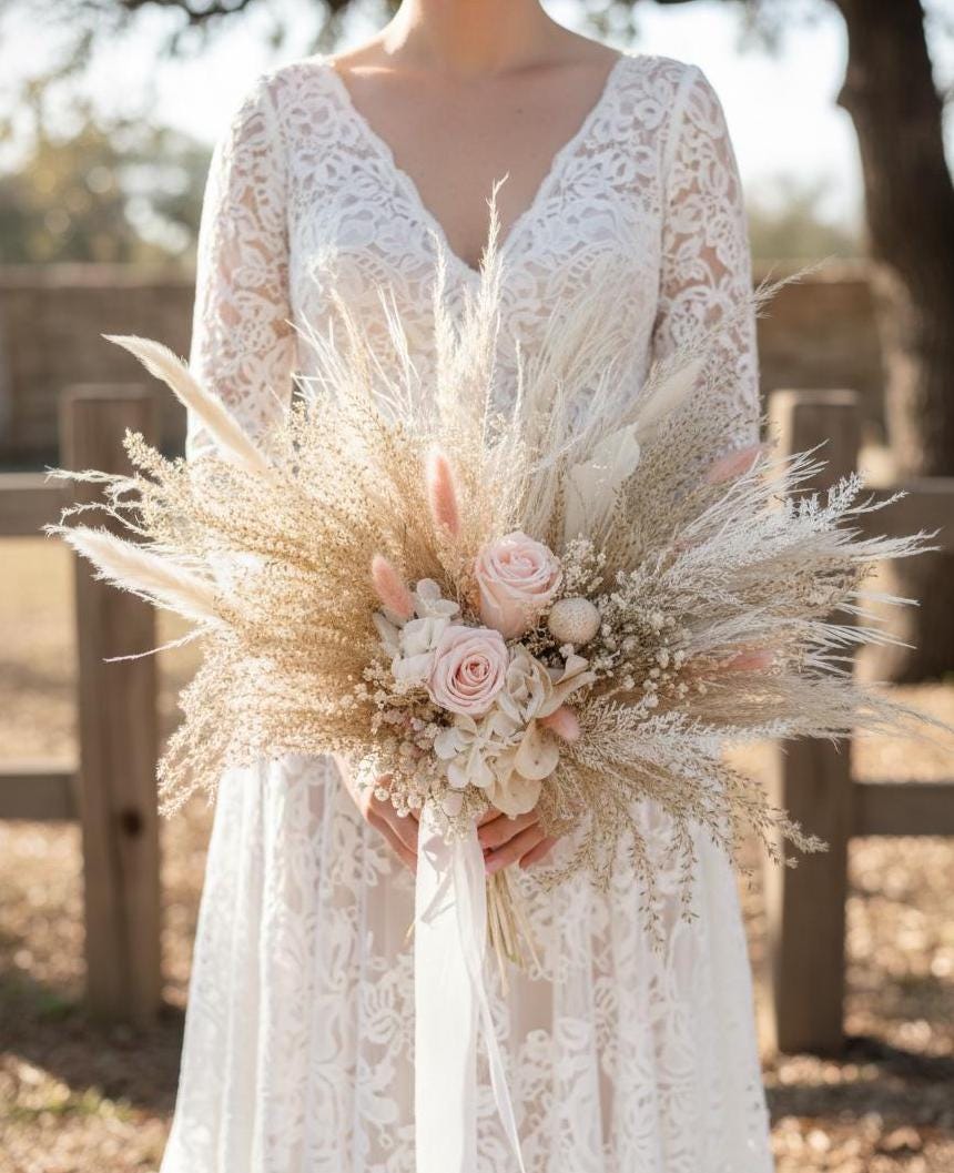 Soft Pink Boho Wedding Bouquet