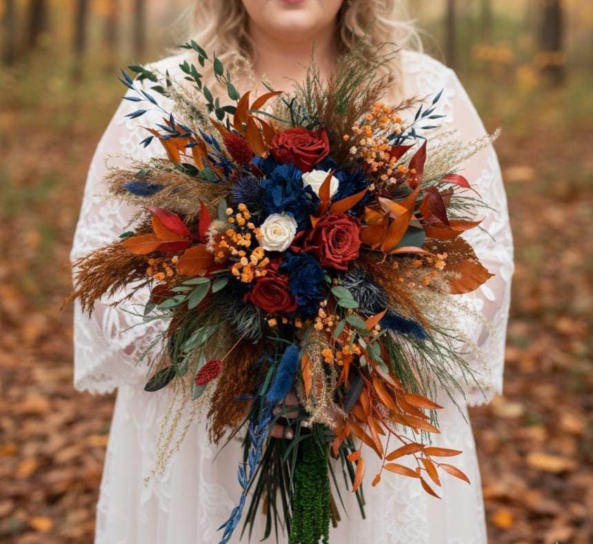 Terracotta & Navy Blue Bouquet