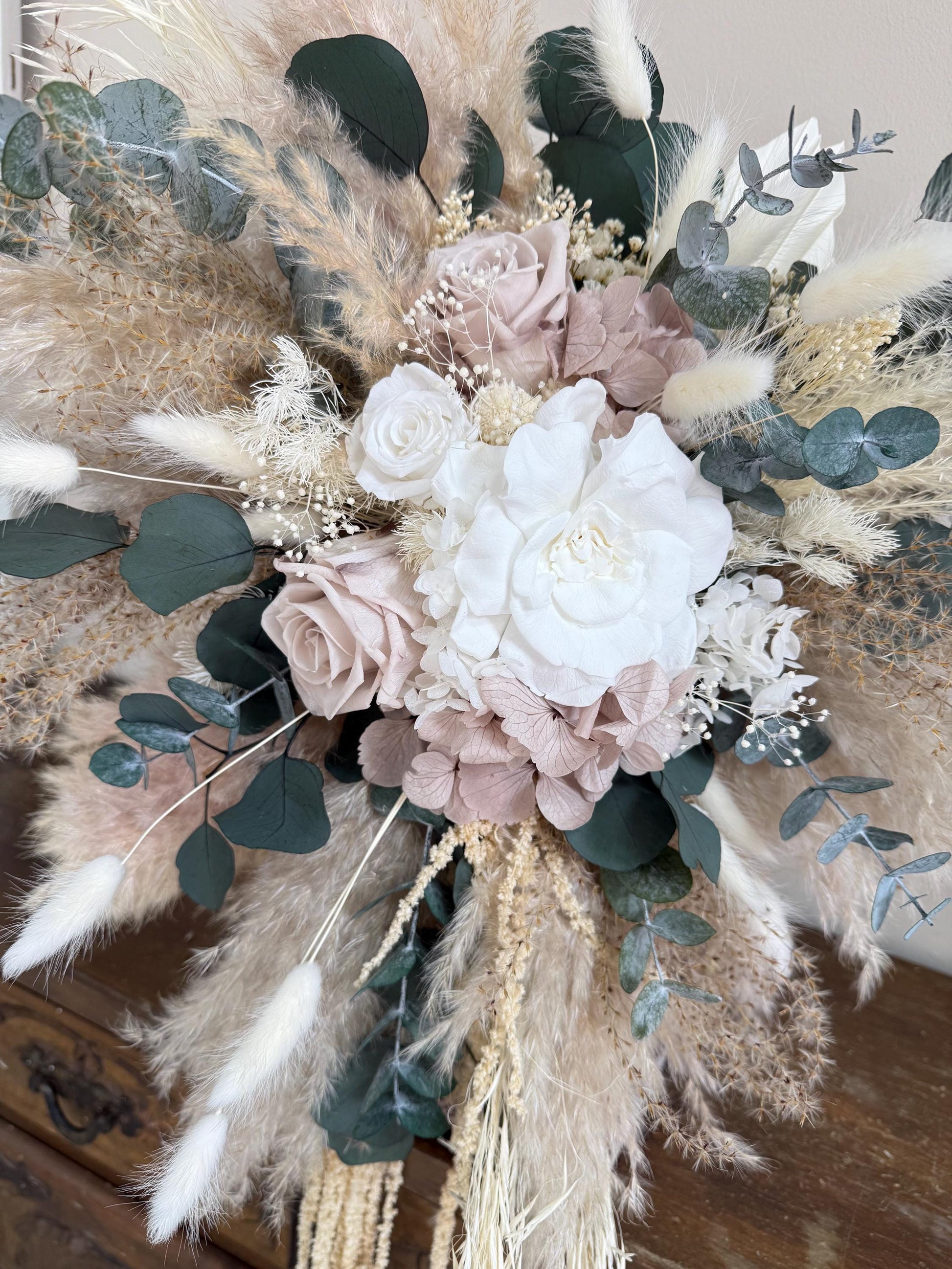 Neutral Cascade Wedding Bouquet